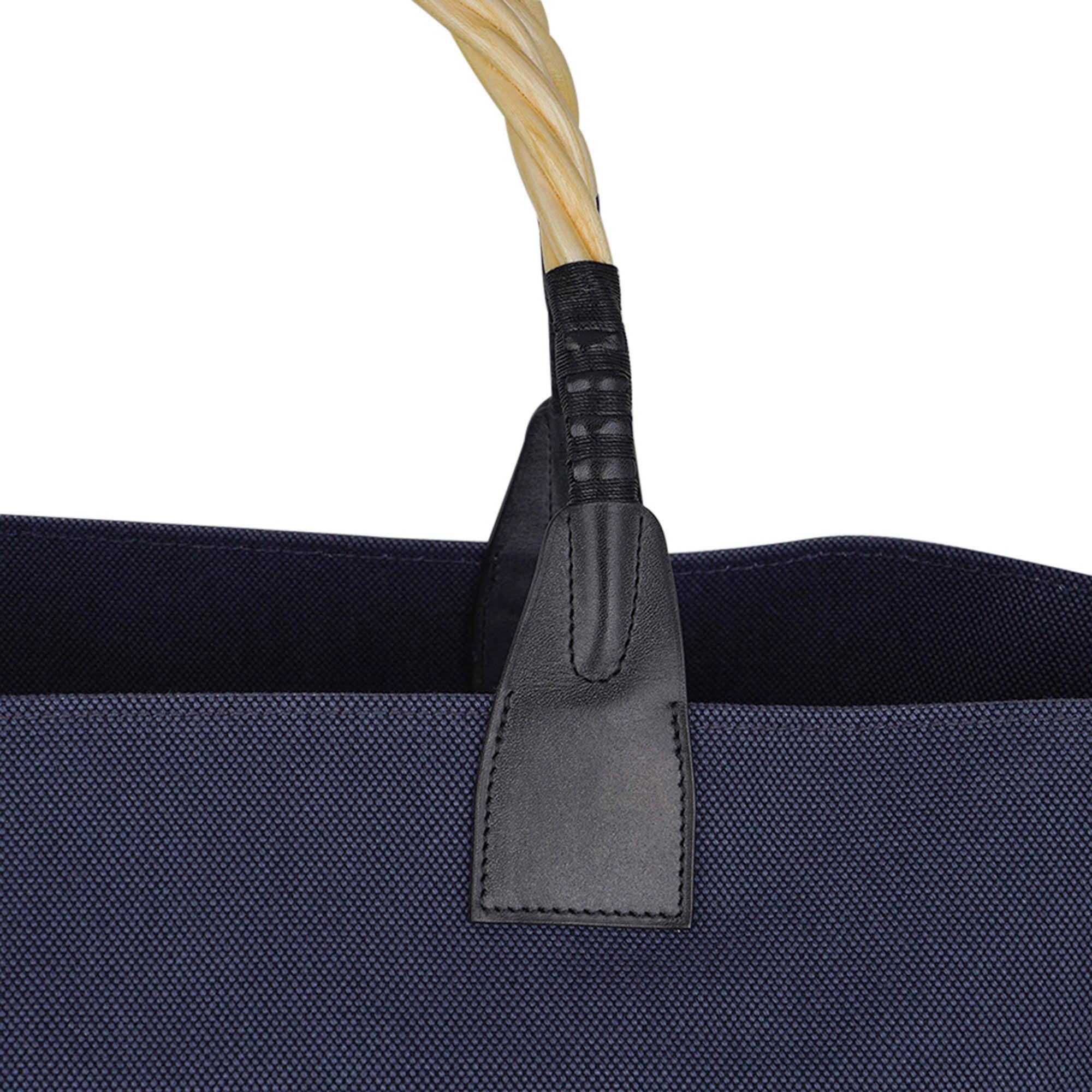Hermes Steeple Tote Limited Edition Marine Toile Hackberry Wood Leather In New Condition For Sale In Miami, FL