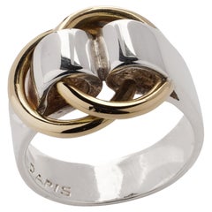 Hermés Sterling 925 Silver and 18 Karat Yellow Gold Retired Buckle Ring