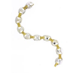 Hermes Sterling and 18 Karat Coffee Bean Link Bracelet