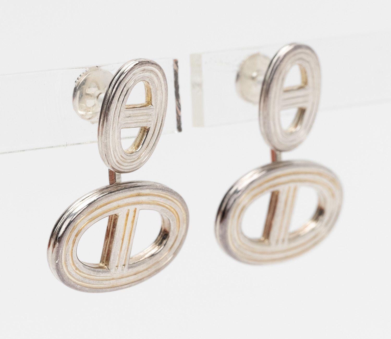 hermes chaine d'ancre earrings silver