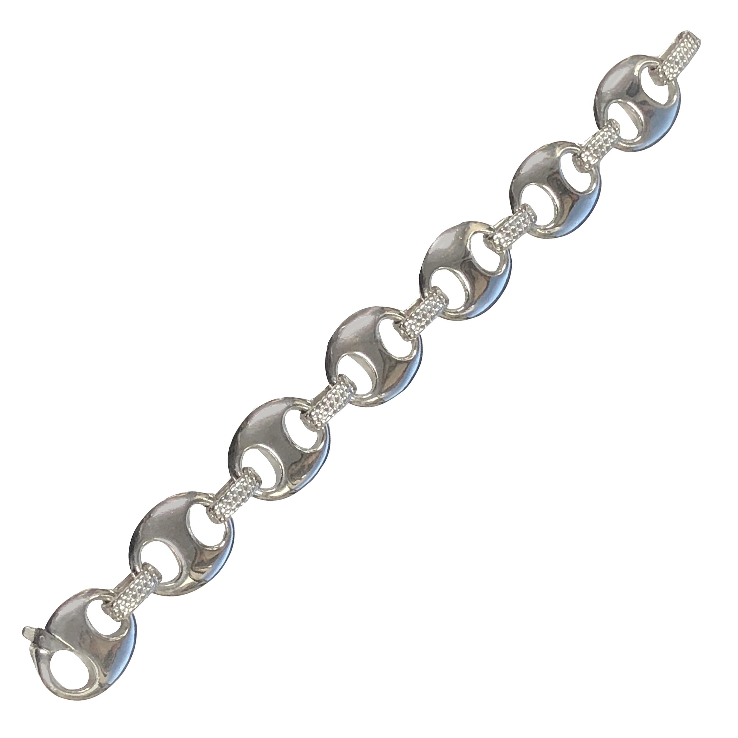 Hermes Sterling Coffee Bean Link Bracelet