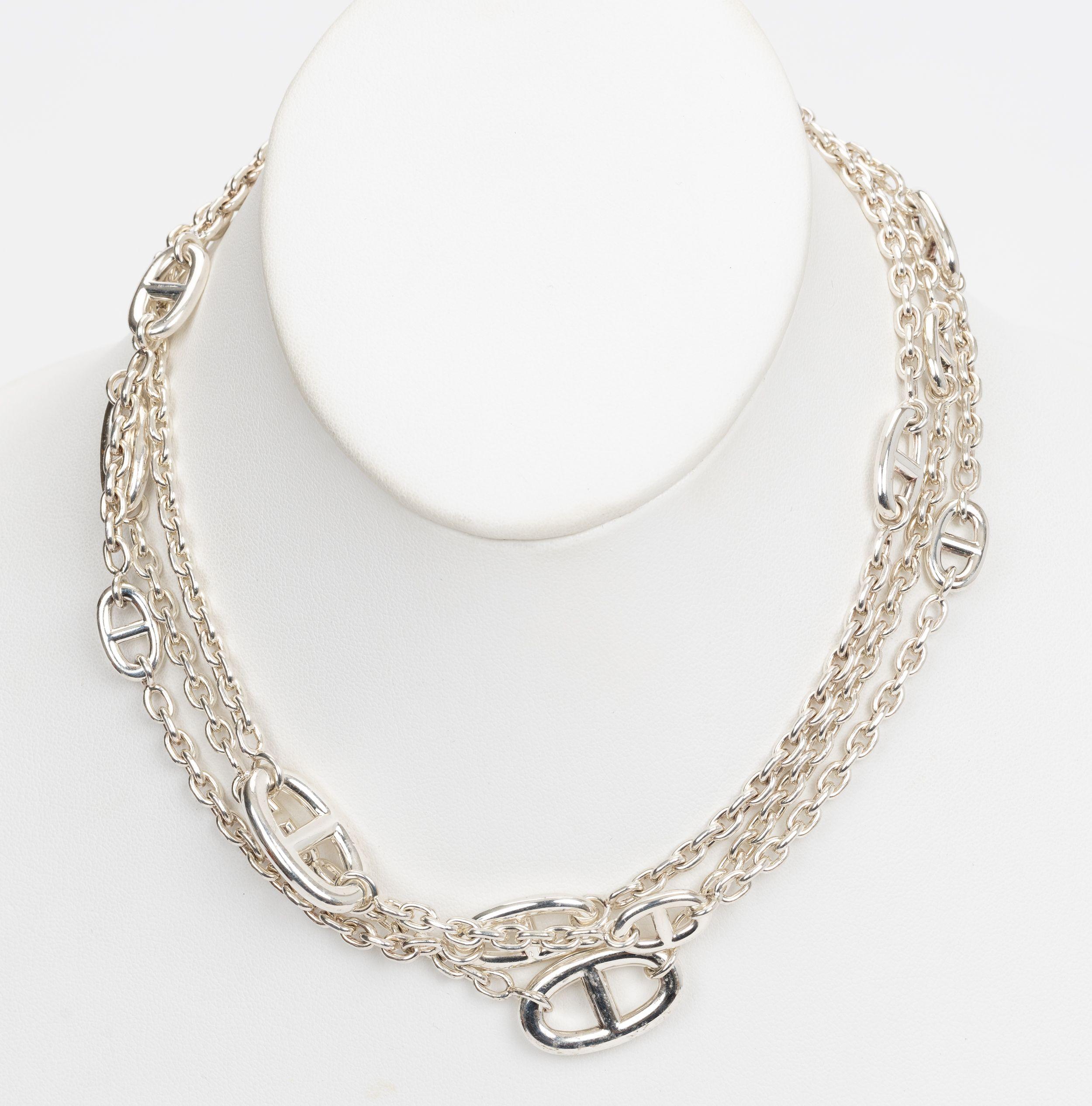 Hermes Sterling Farandole Long Necklace In Excellent Condition For Sale In West Hollywood, CA
