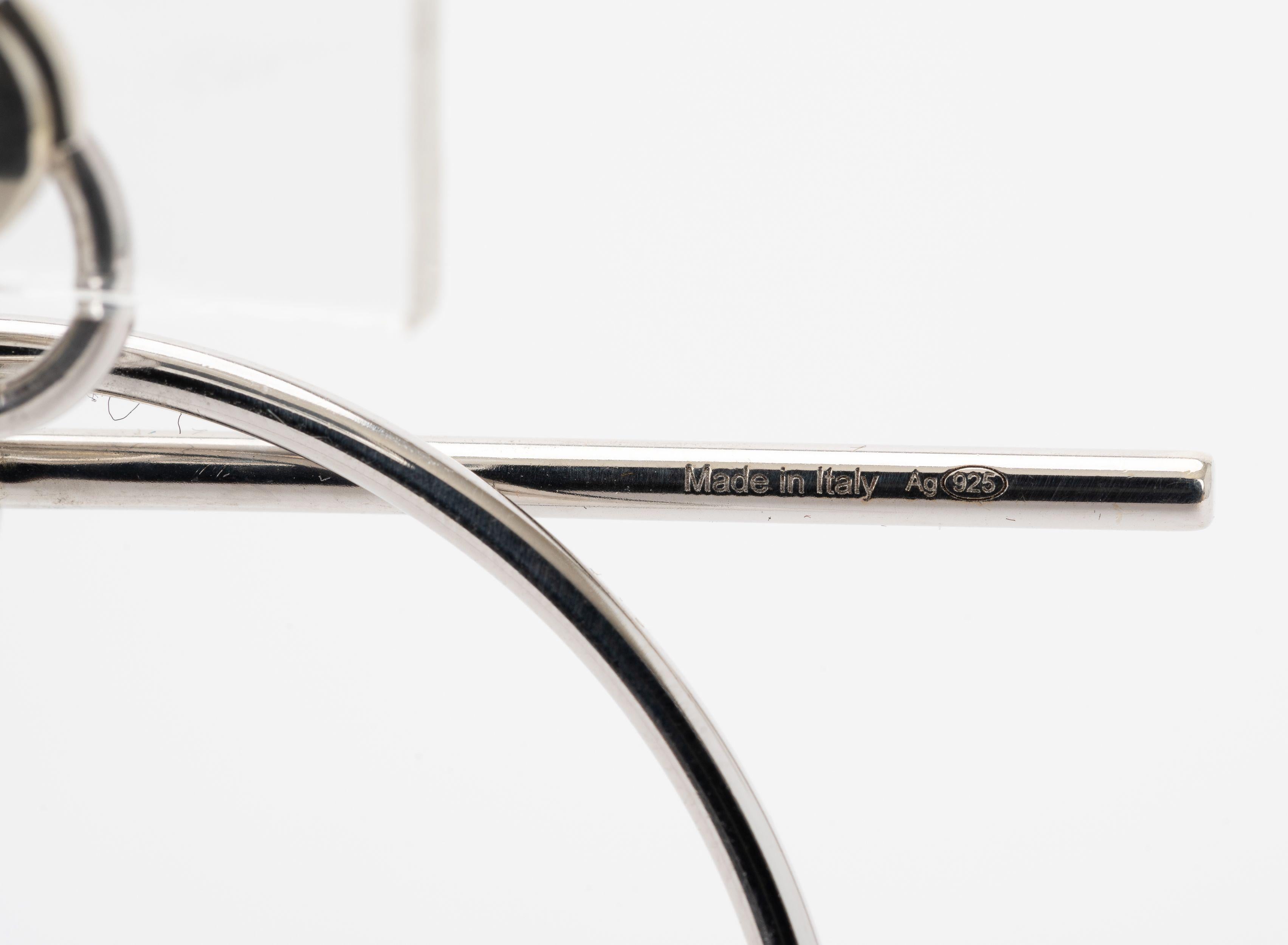 Hermes Sterling Pierced Loop Earrings For Sale 1