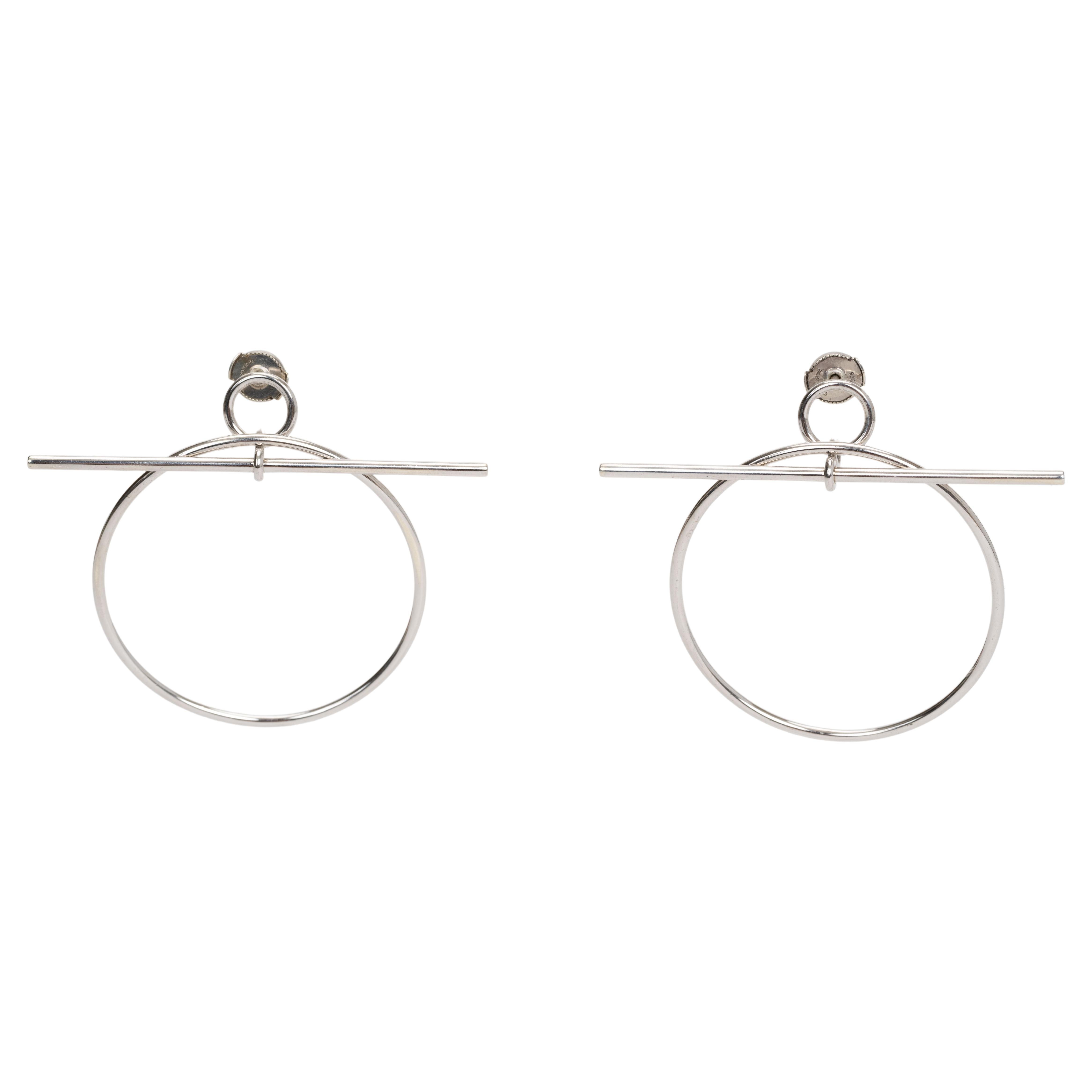 Hermes Sterling Pierced Loop Earrings