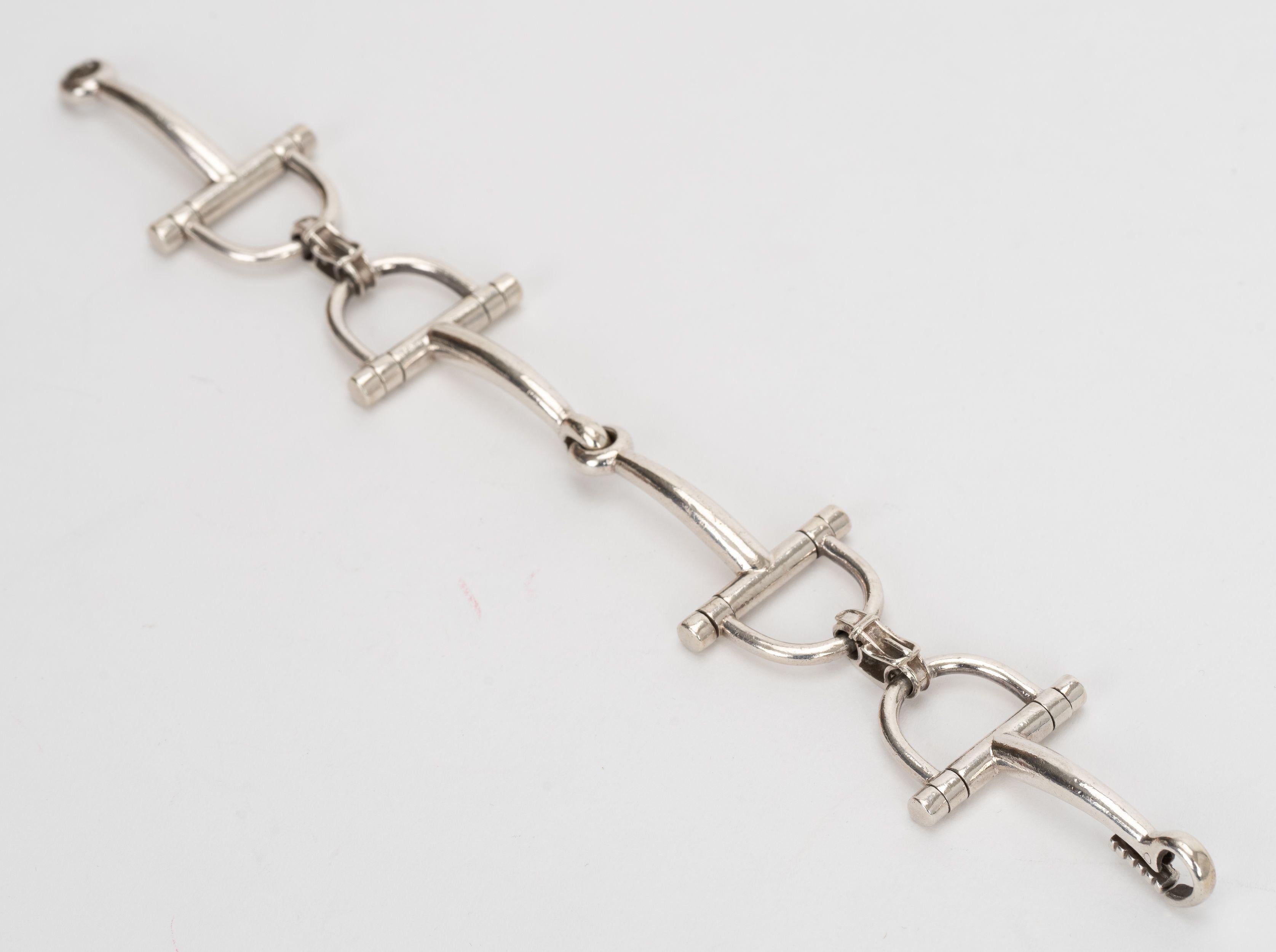 Hermès Sterling Silve Horse Bit Bracelet In Excellent Condition For Sale In West Hollywood, CA