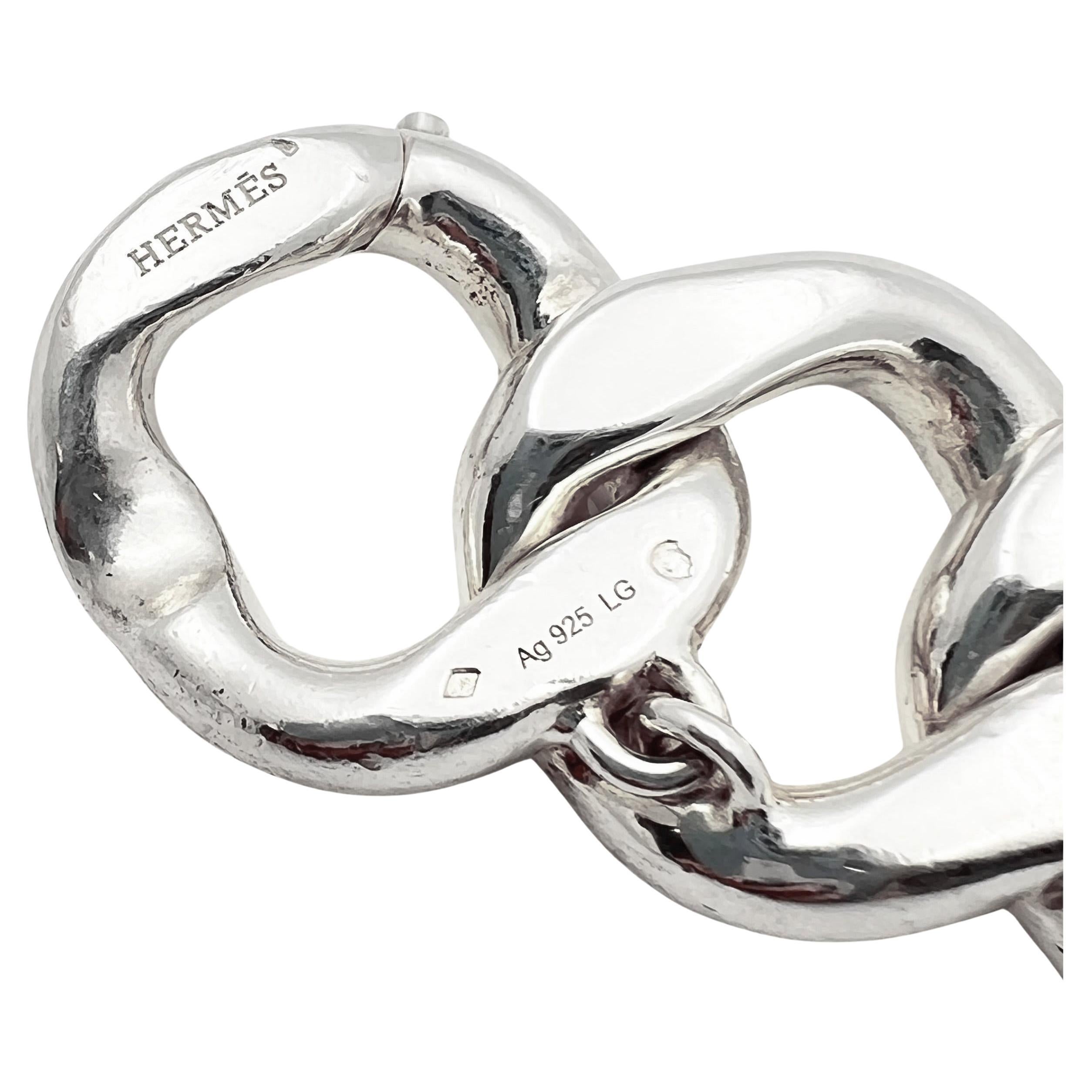 Hermès Sterling Silver Agora Curb-Link Bracelet In Excellent Condition In Palm Beach, FL