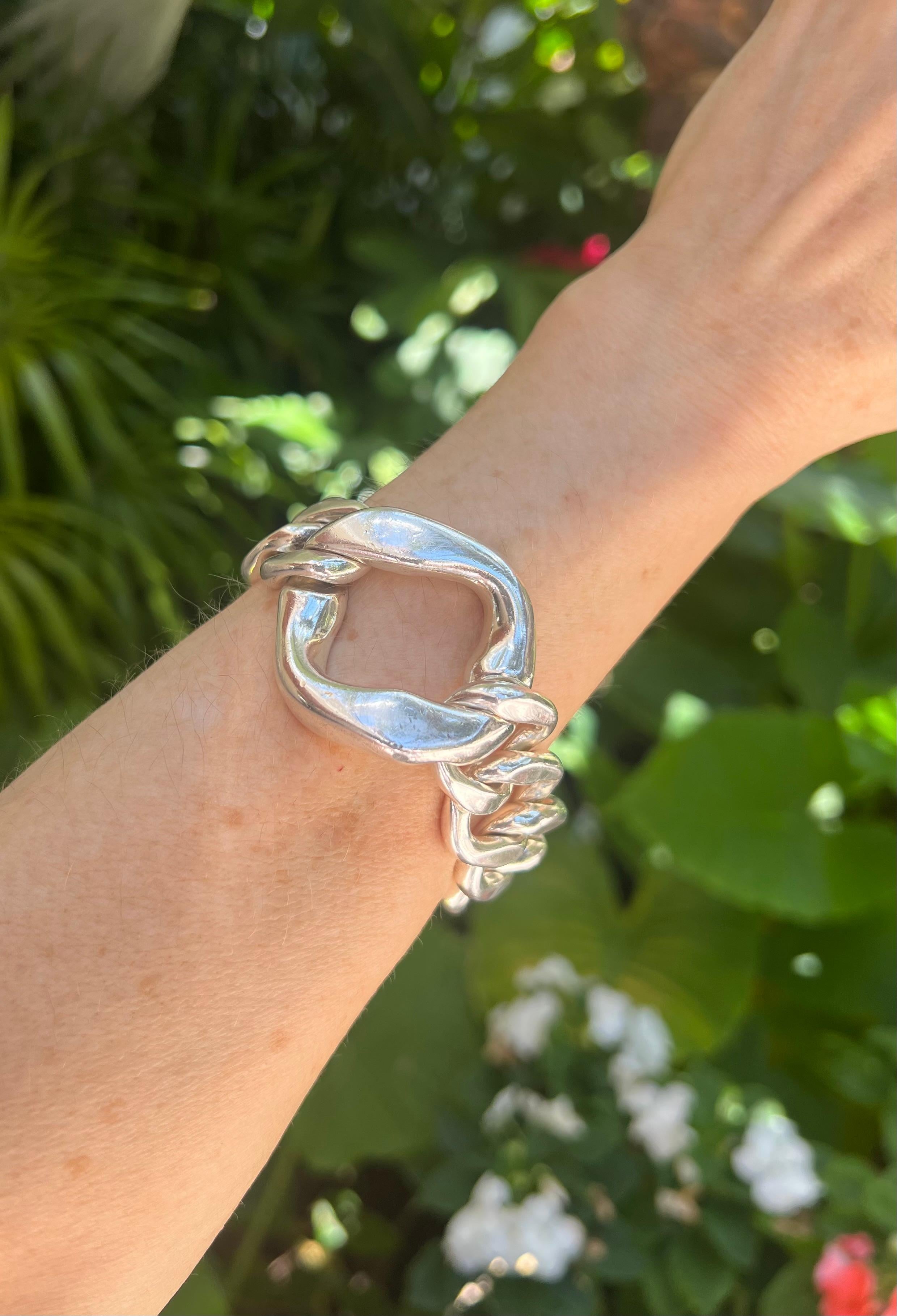 Women's or Men's Hermès Sterling Silver Agora Curb-Link Bracelet