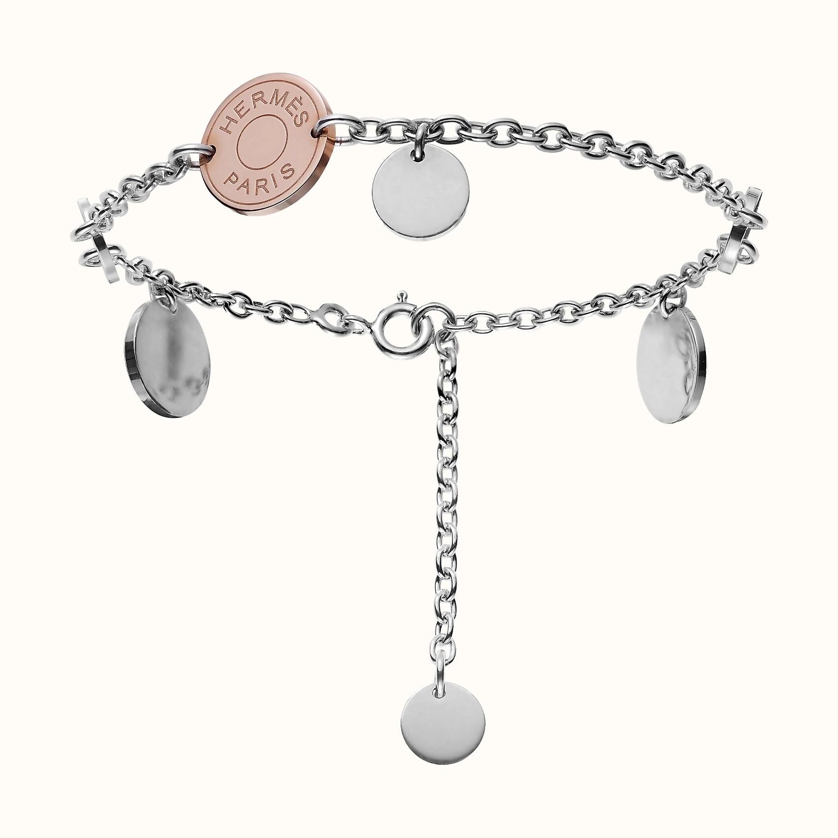 Bracelet in sterling silver and rose gold. Rose gold 750/1000. Silver 925/1000. Chain length: 16.4 cm.
