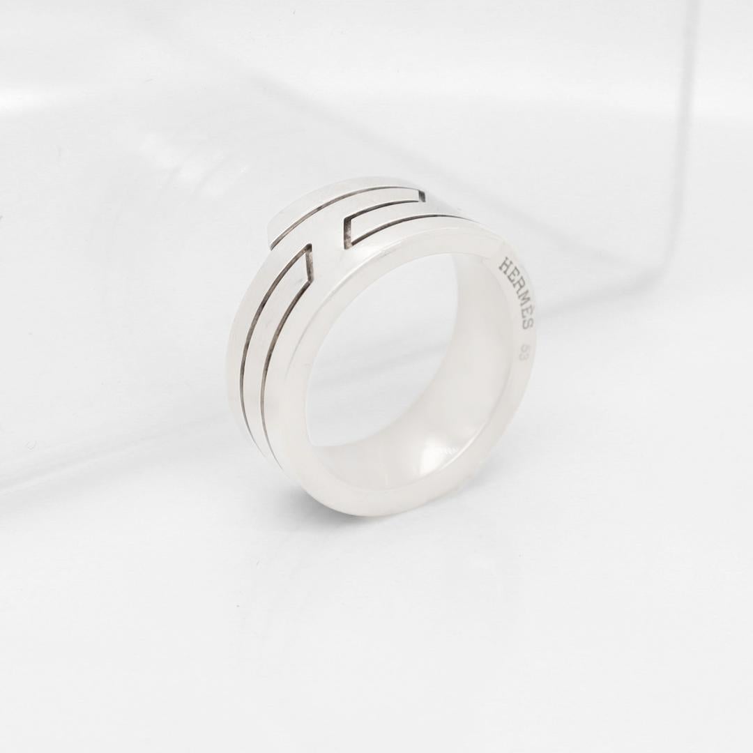 Hermes Sterling Silver Band Ring For Sale 7