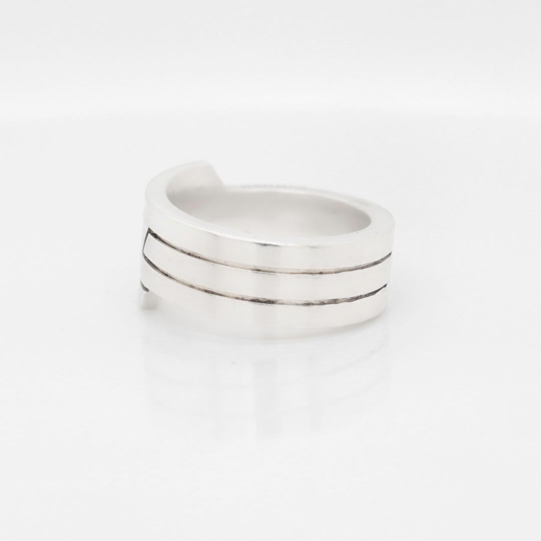 Hermes Sterling Silver Band Ring For Sale 1