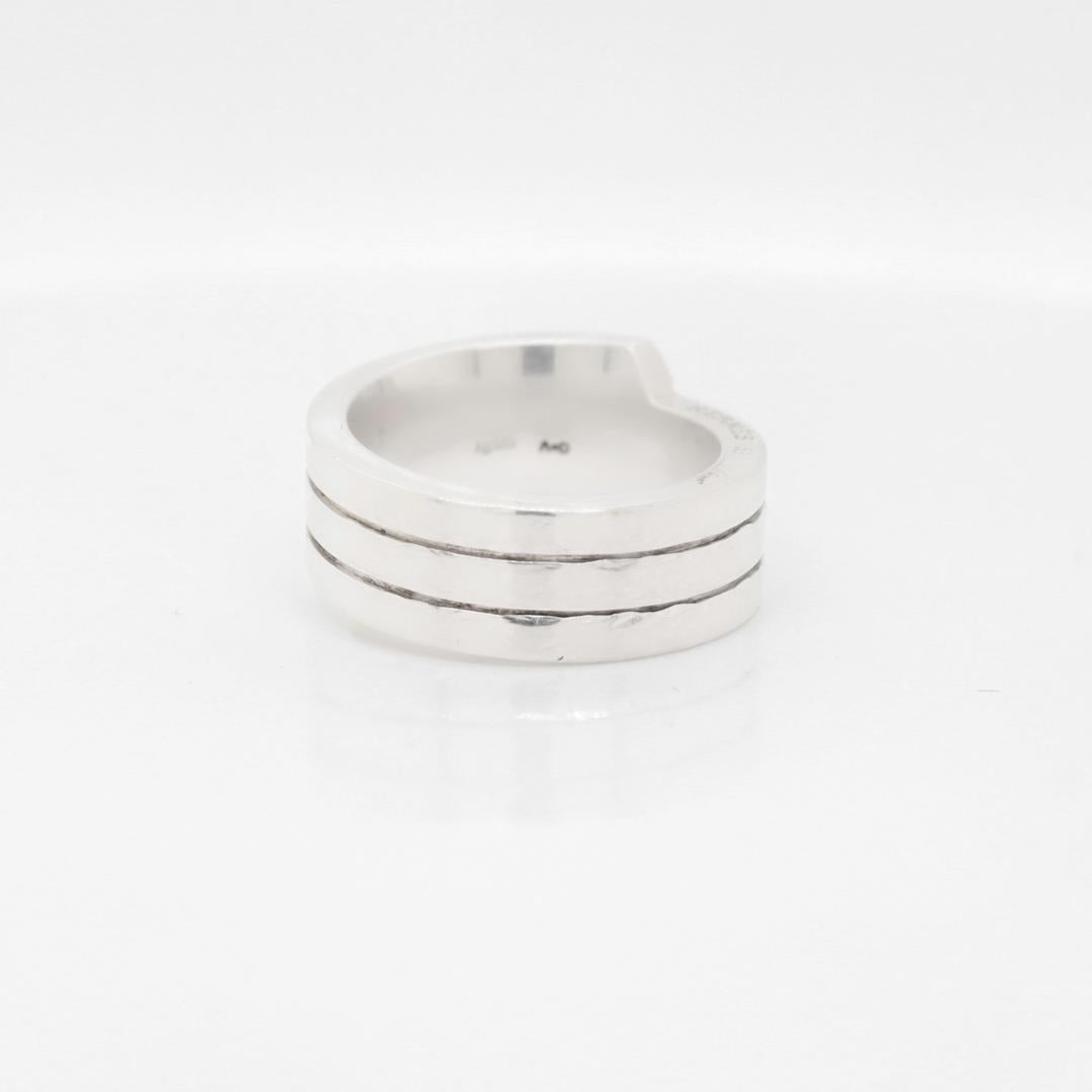 Hermes Sterling Silver Band Ring For Sale 2