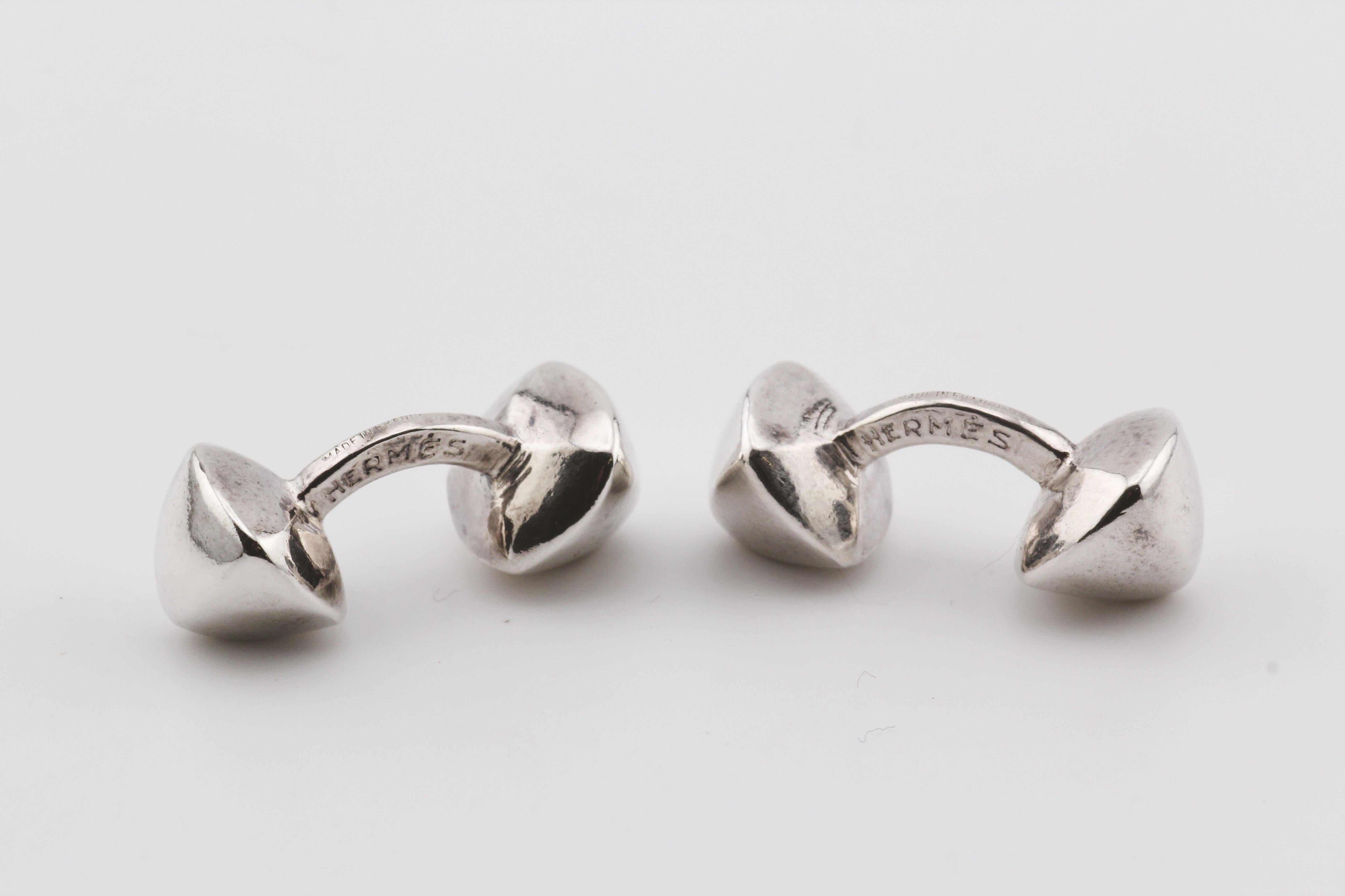 Hermes Argent Sterling  Boutons de manchette Dumbbell CDC Bon état à Simpsonville, SC