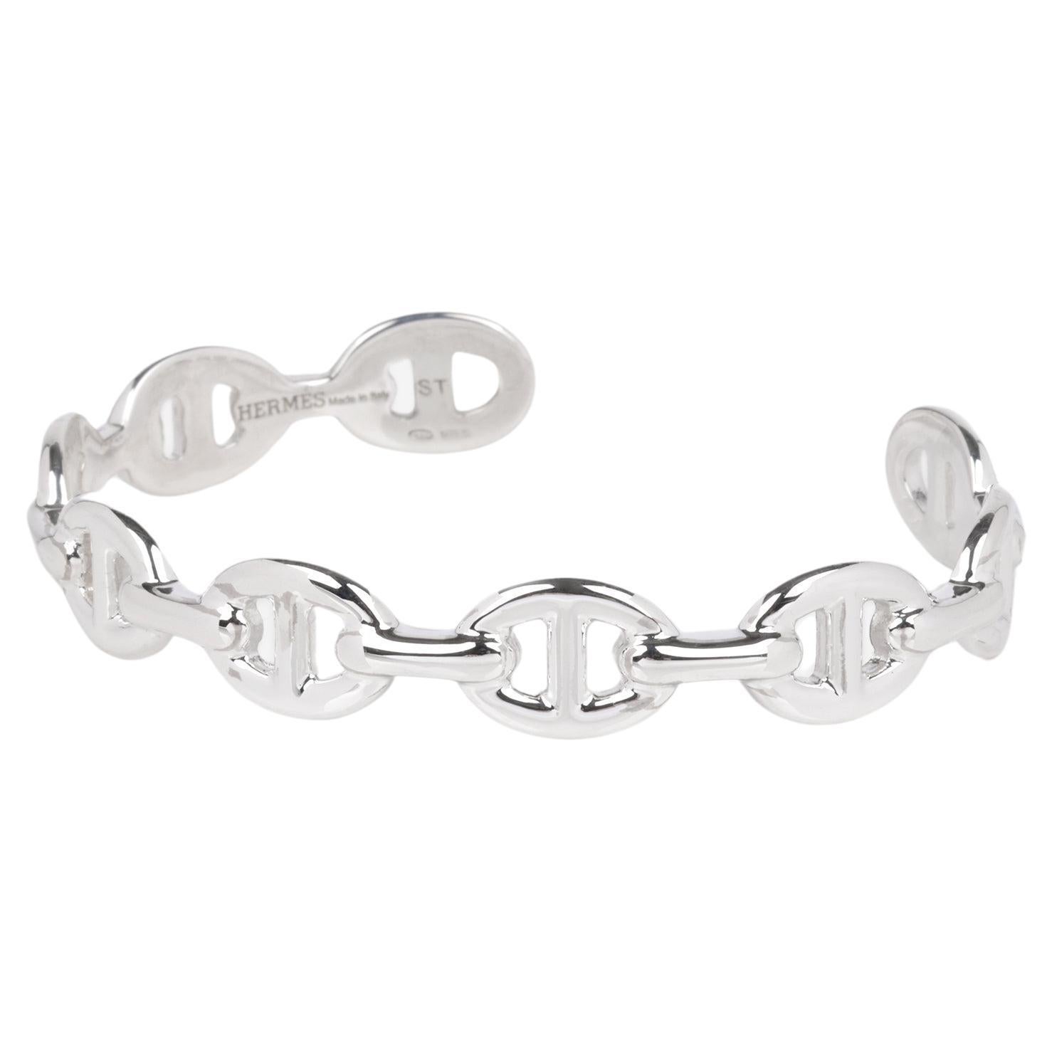 Hermès Sterling Silver Chaîne D'Ancre Enchaînée Cuff Bracelet