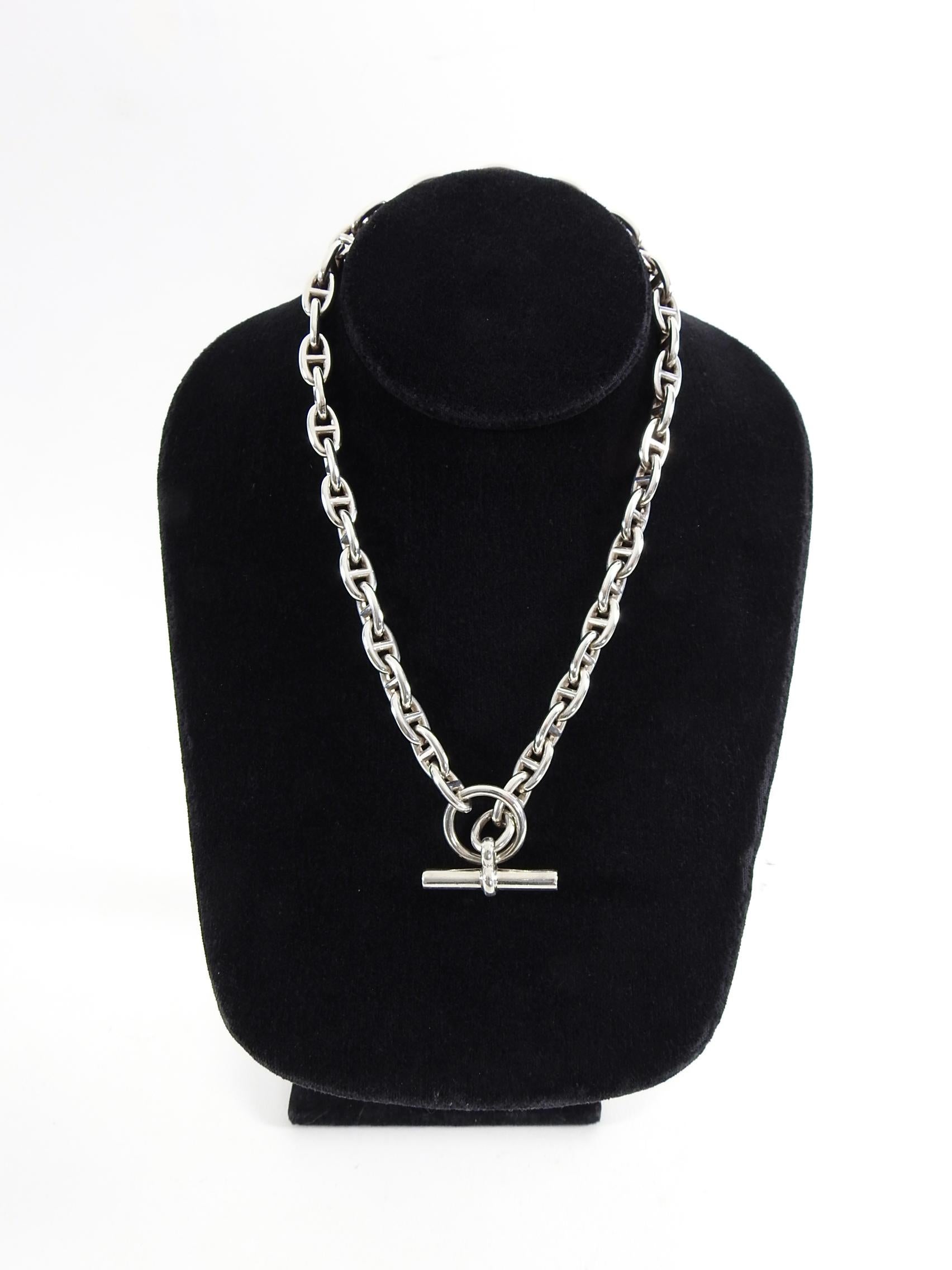 Hermes Sterling Silver Chaine D'ancre Toggle Link Necklace In Good Condition In Toronto, ON