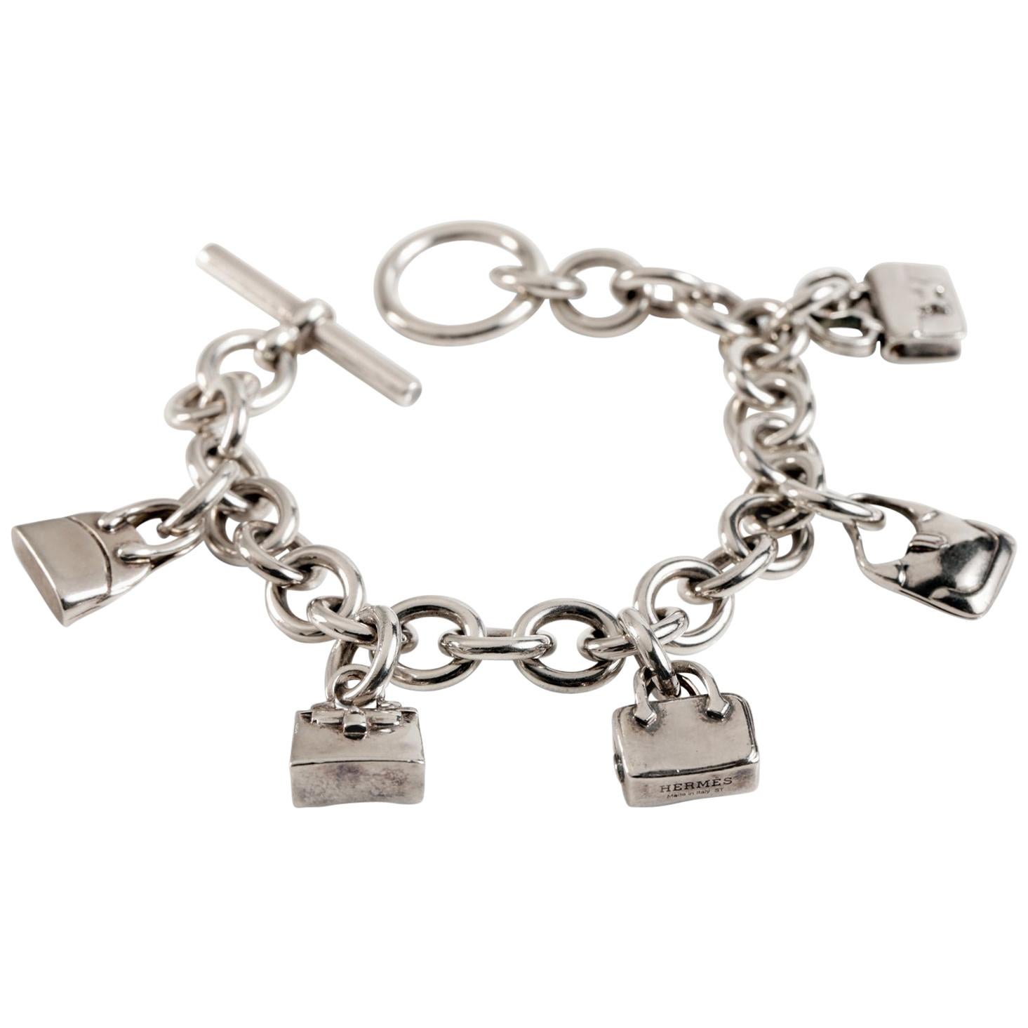 Hermès Sterling Silver Charm Bracelet