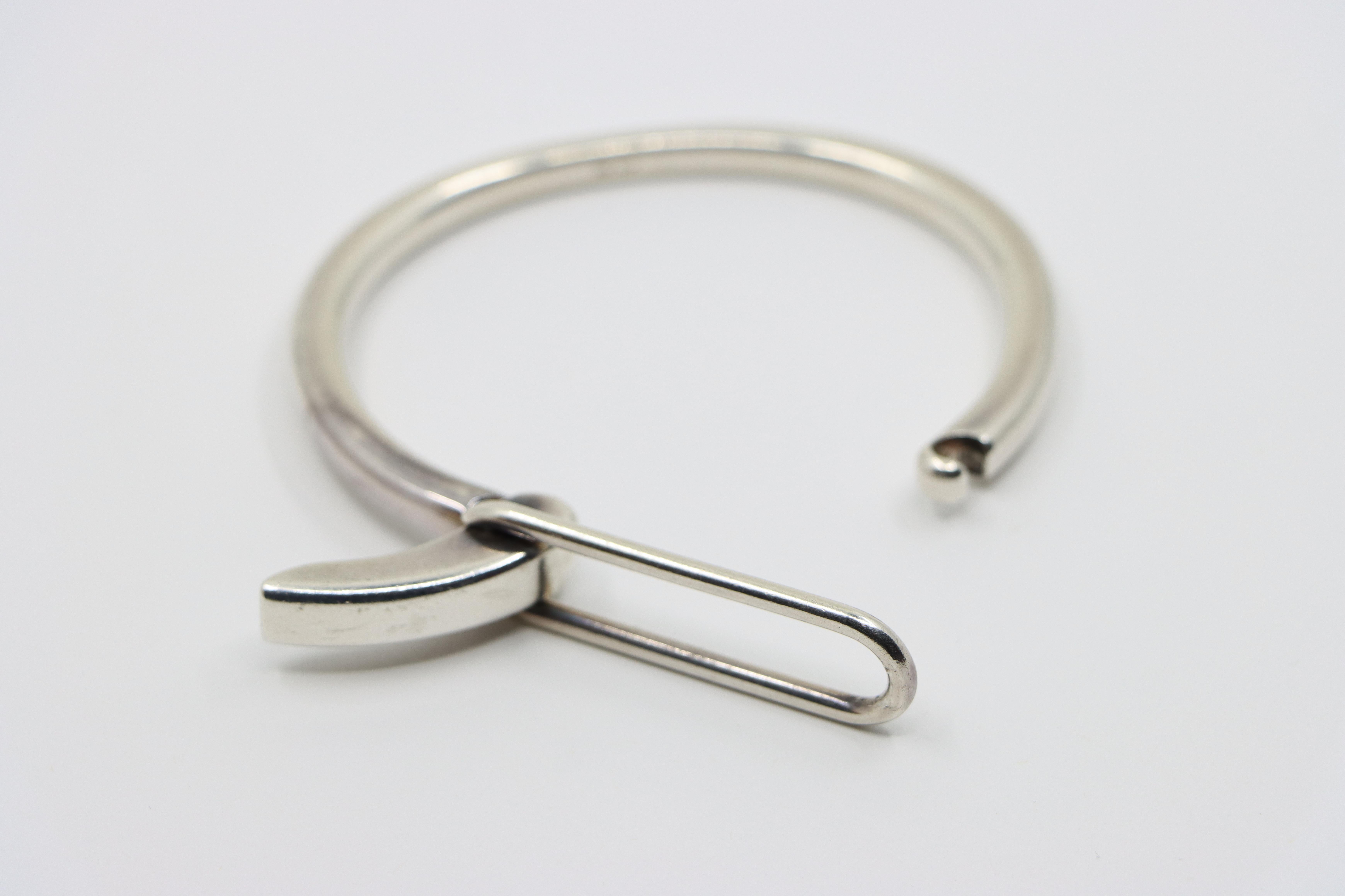 Hermes Sterling Silver Clic Snap Bracelet 11