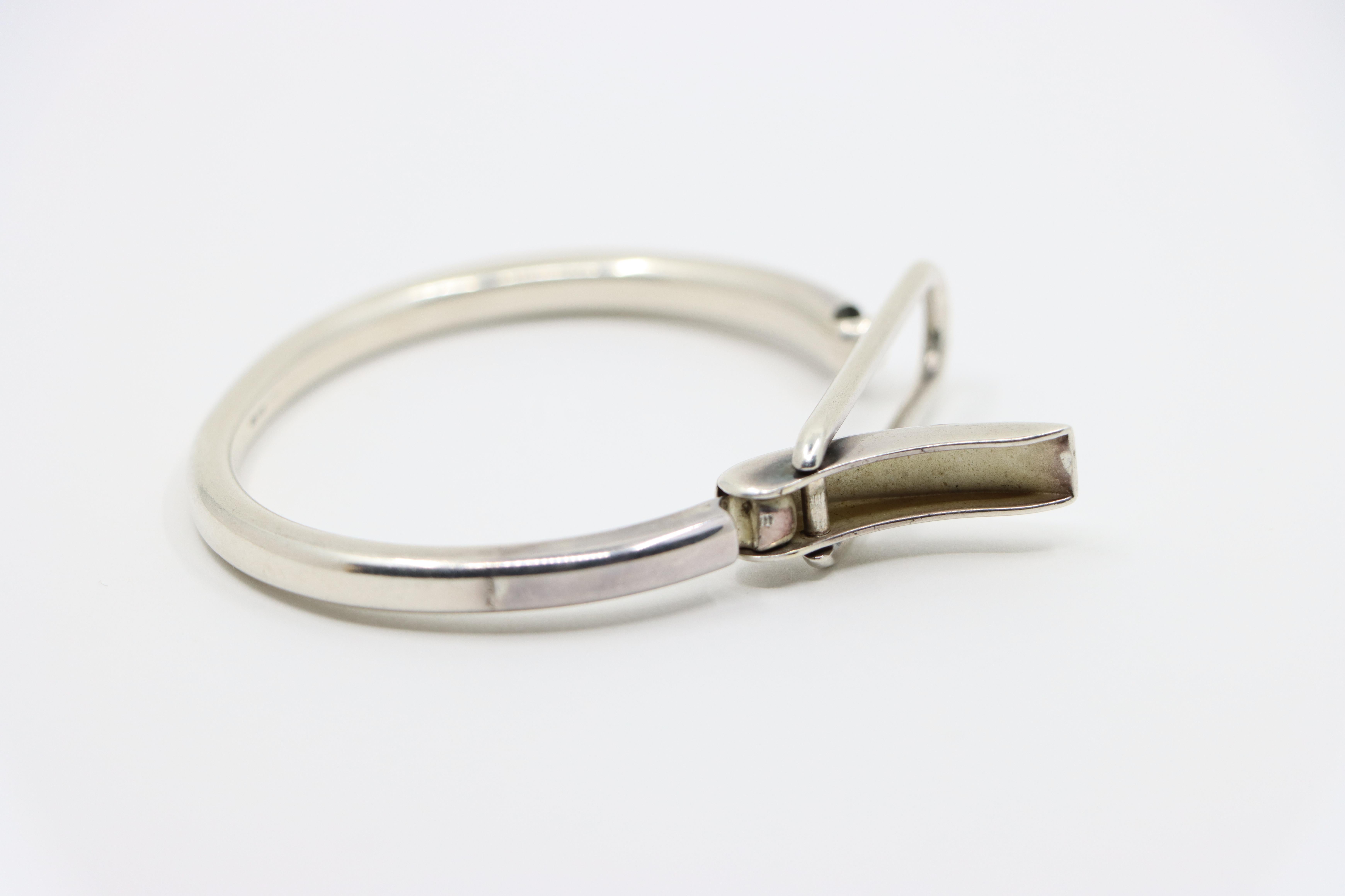 Hermes Sterling Silver Clic Snap Bracelet 14