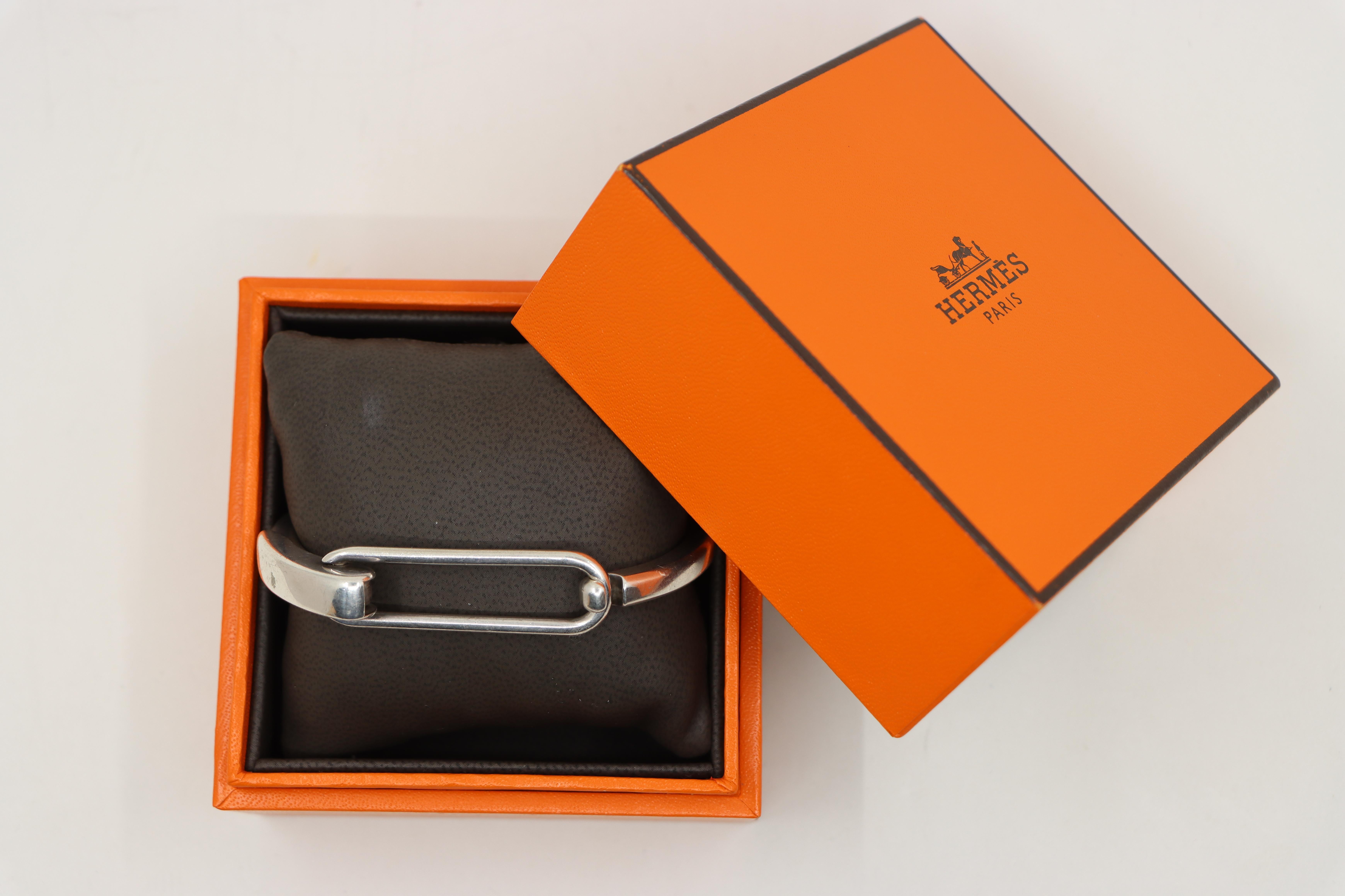 Hermes Sterling Silver Clic Snap Bracelet In Good Condition In Flushing, NY