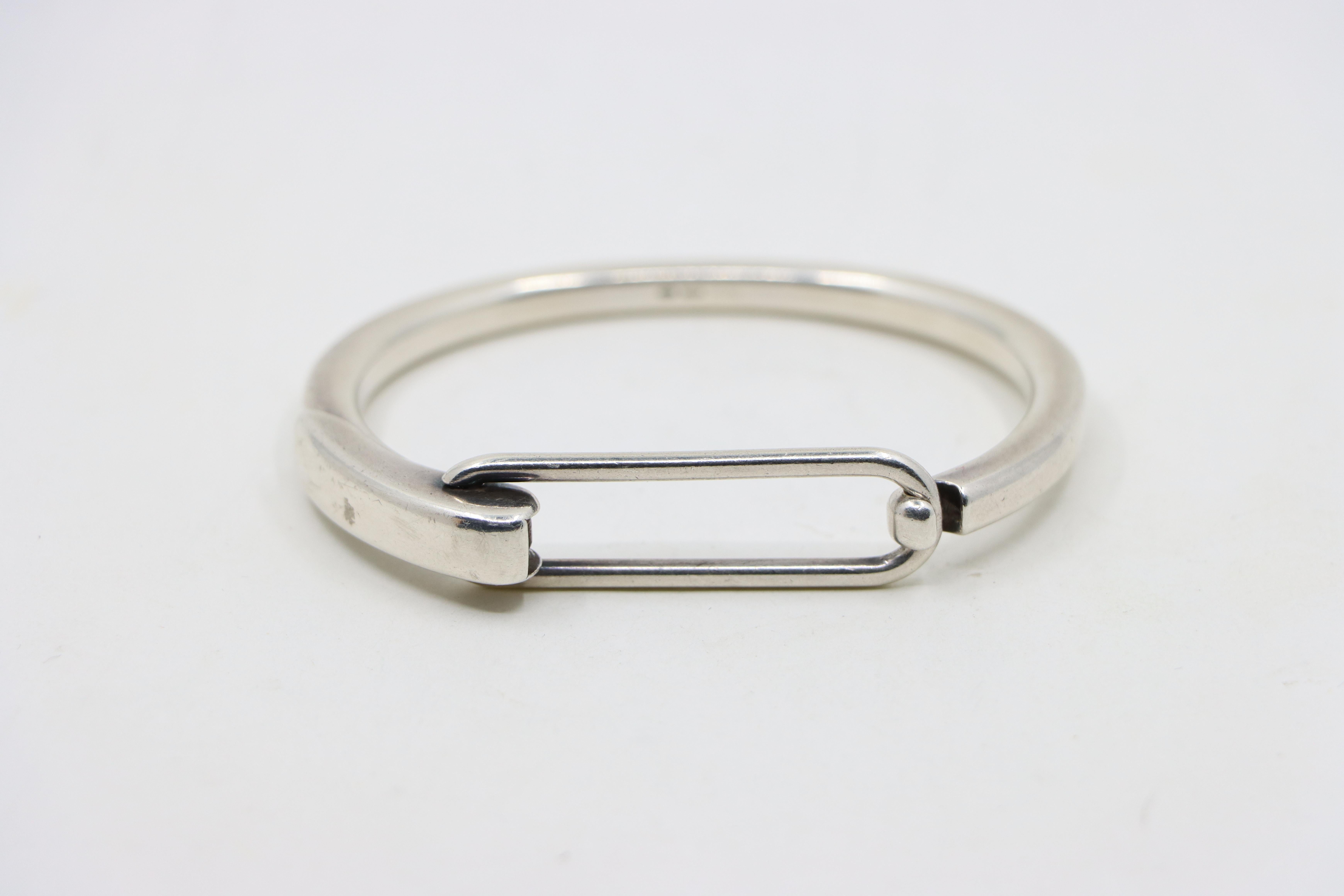 Women's or Men's Hermes Sterling Silver Clic Snap Bracelet