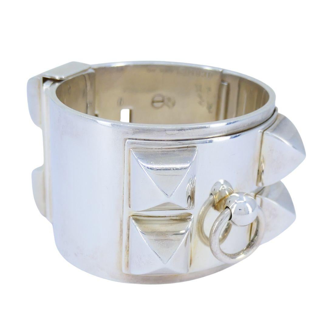Bracelet Collier de Chien en argent Hermès en vente 6