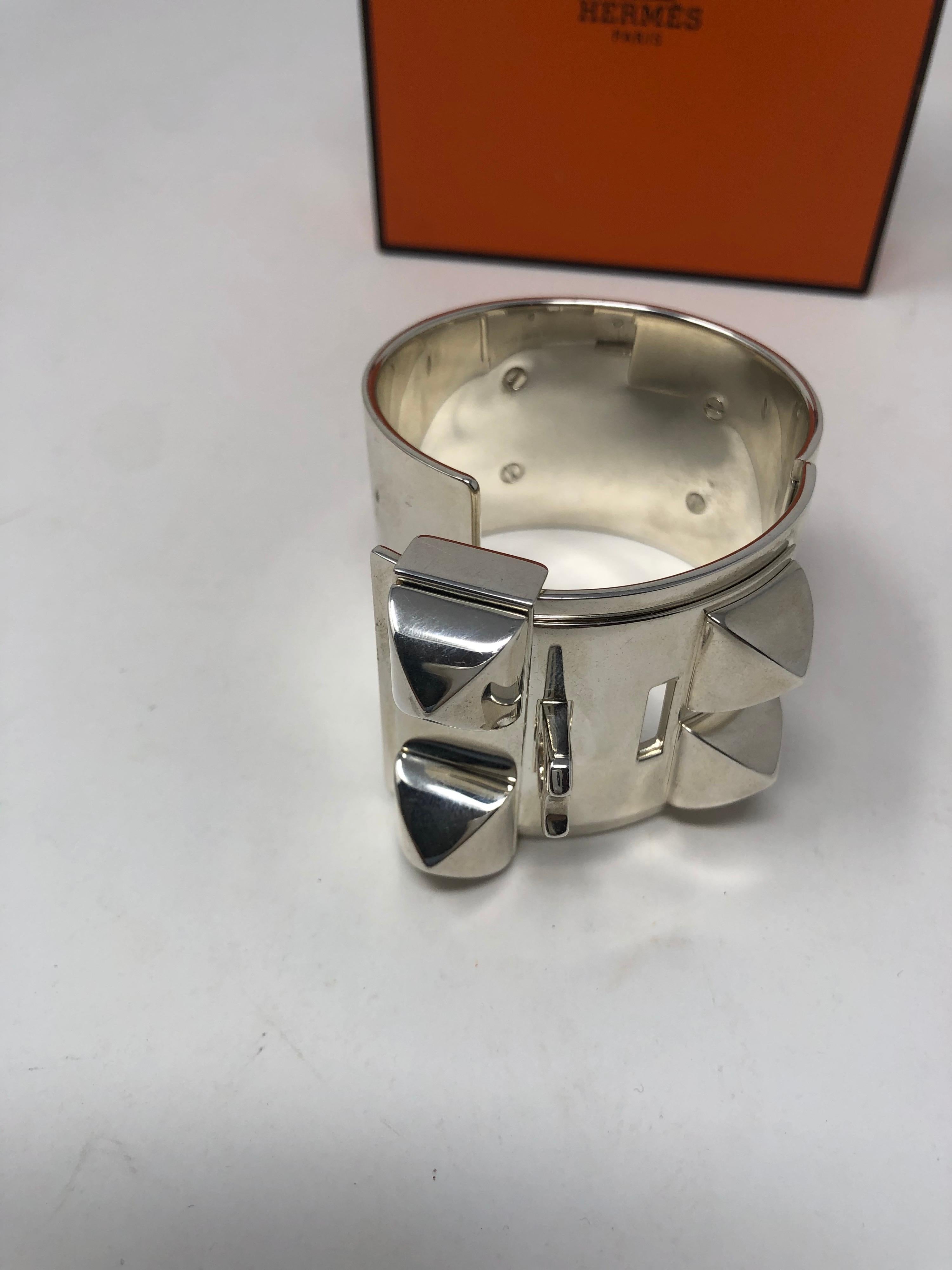 Hermès Sterling Silver Collier De Chien Bracelet 7