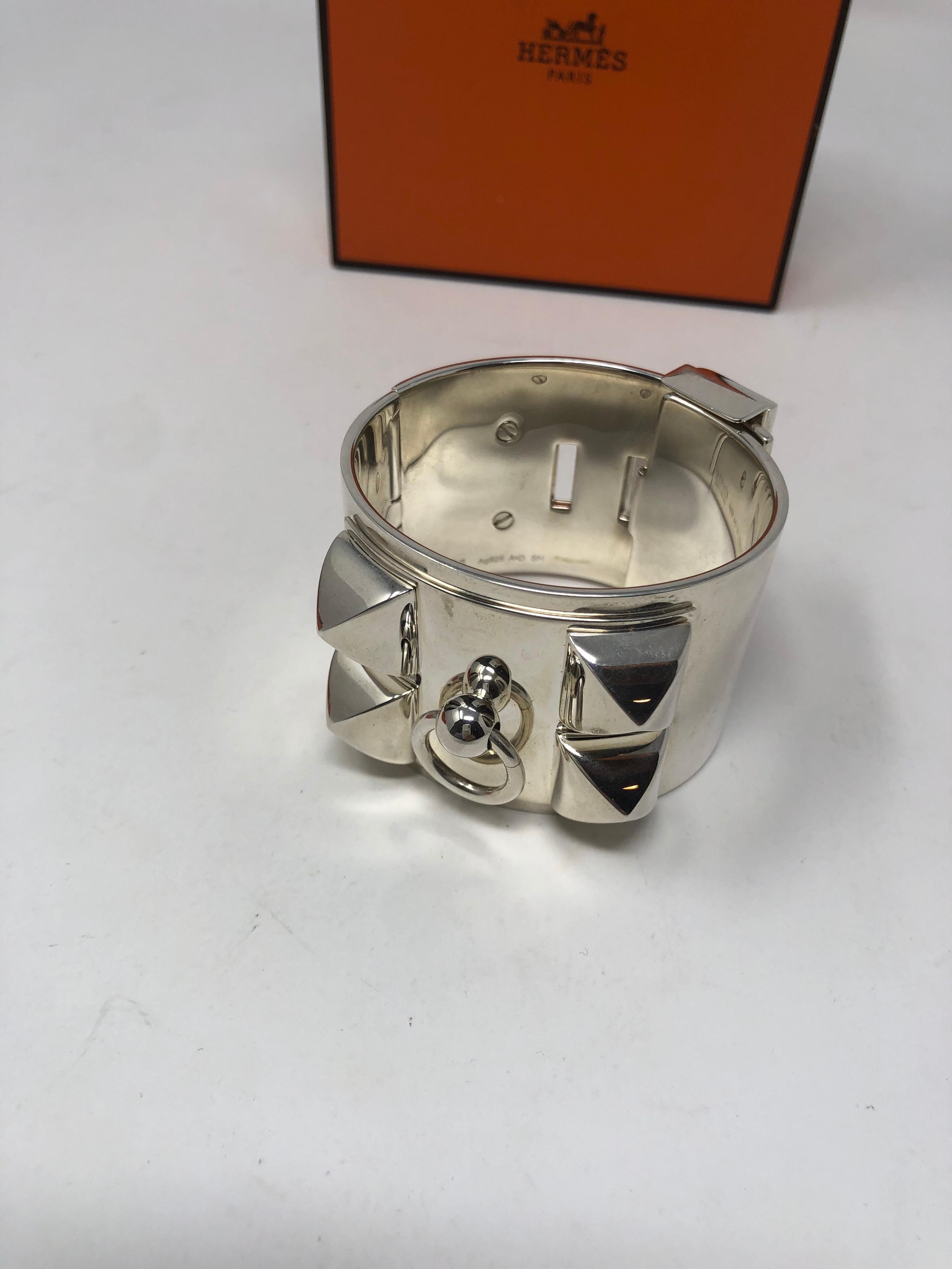 Hermès Sterling Silver Collier De Chien Bracelet 8