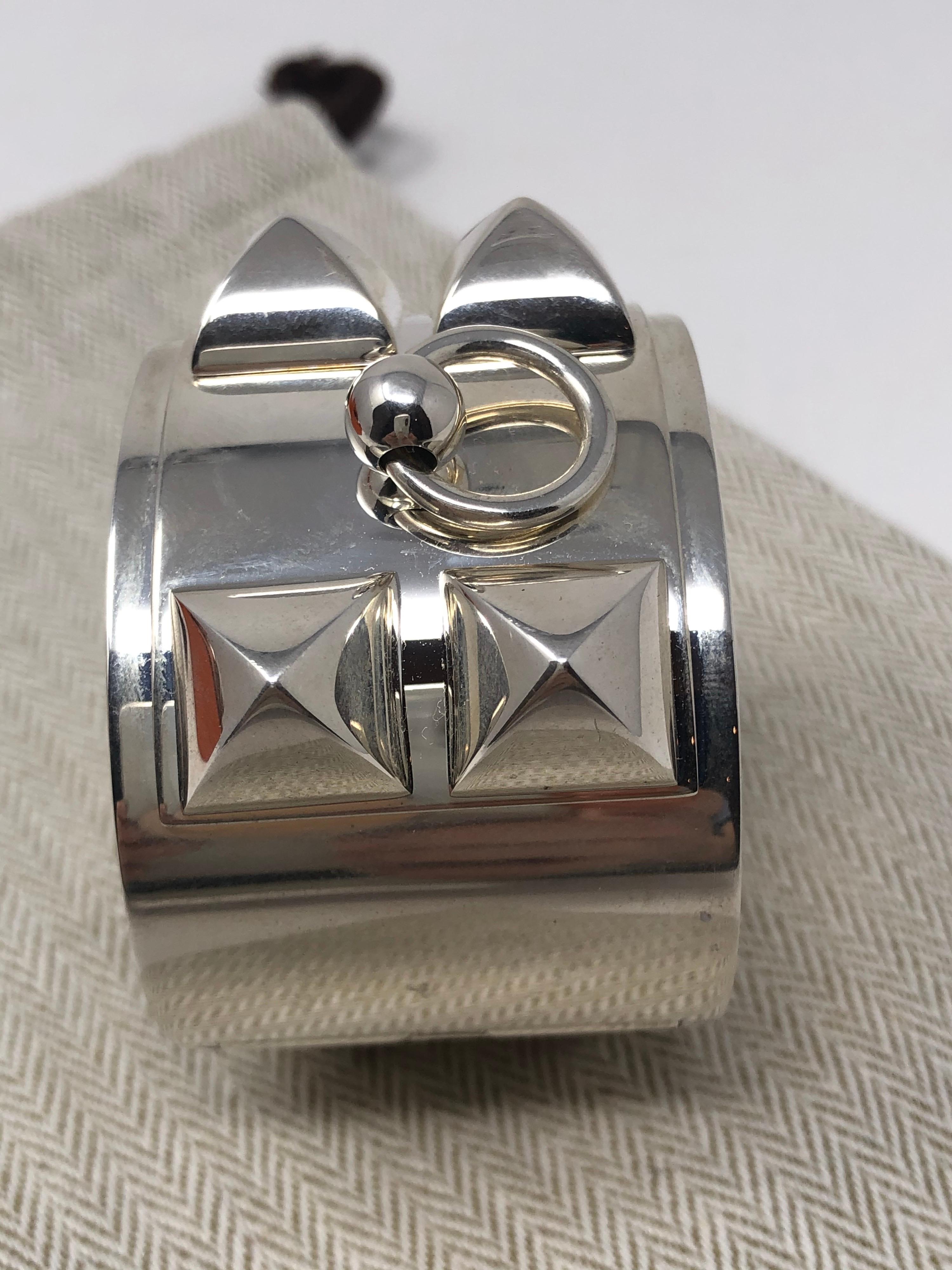 Hermès Sterling Silver Collier De Chien Bracelet 11