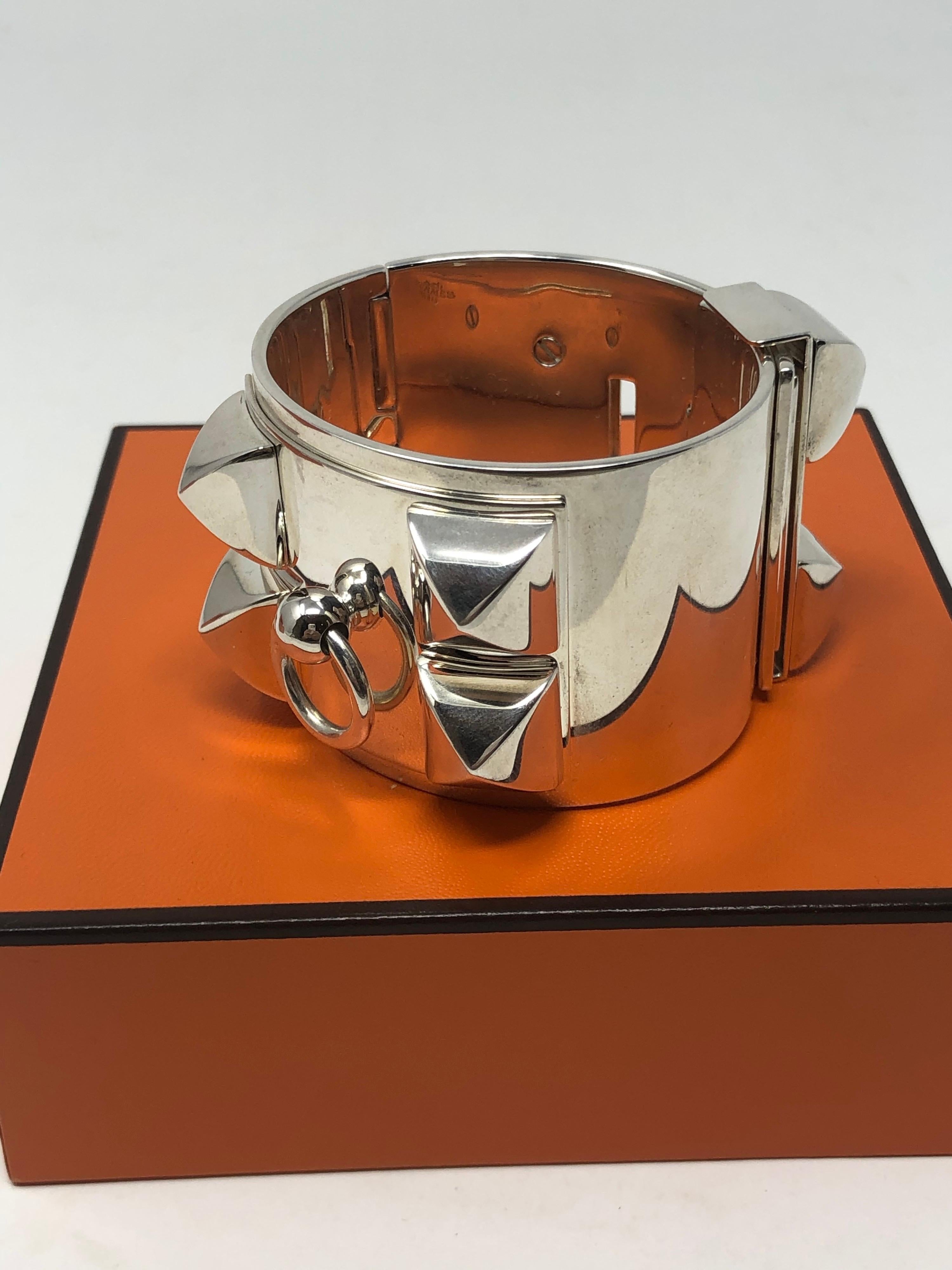 Hermes Collier De Chien Sterling Silver Bracelet. The most iconic CDC bracelet in all sterling silver. Sold out at Hermes. This one can be yours. Excellent condition. Guaranteed authentic. 