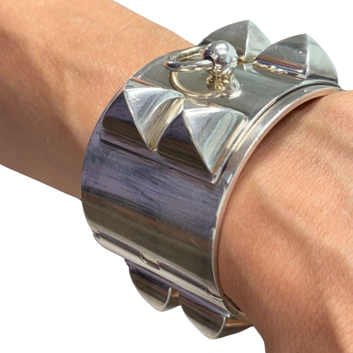 Bracelet Collier de Chien en argent Hermès Bon état - En vente à Beverly Hills, CA