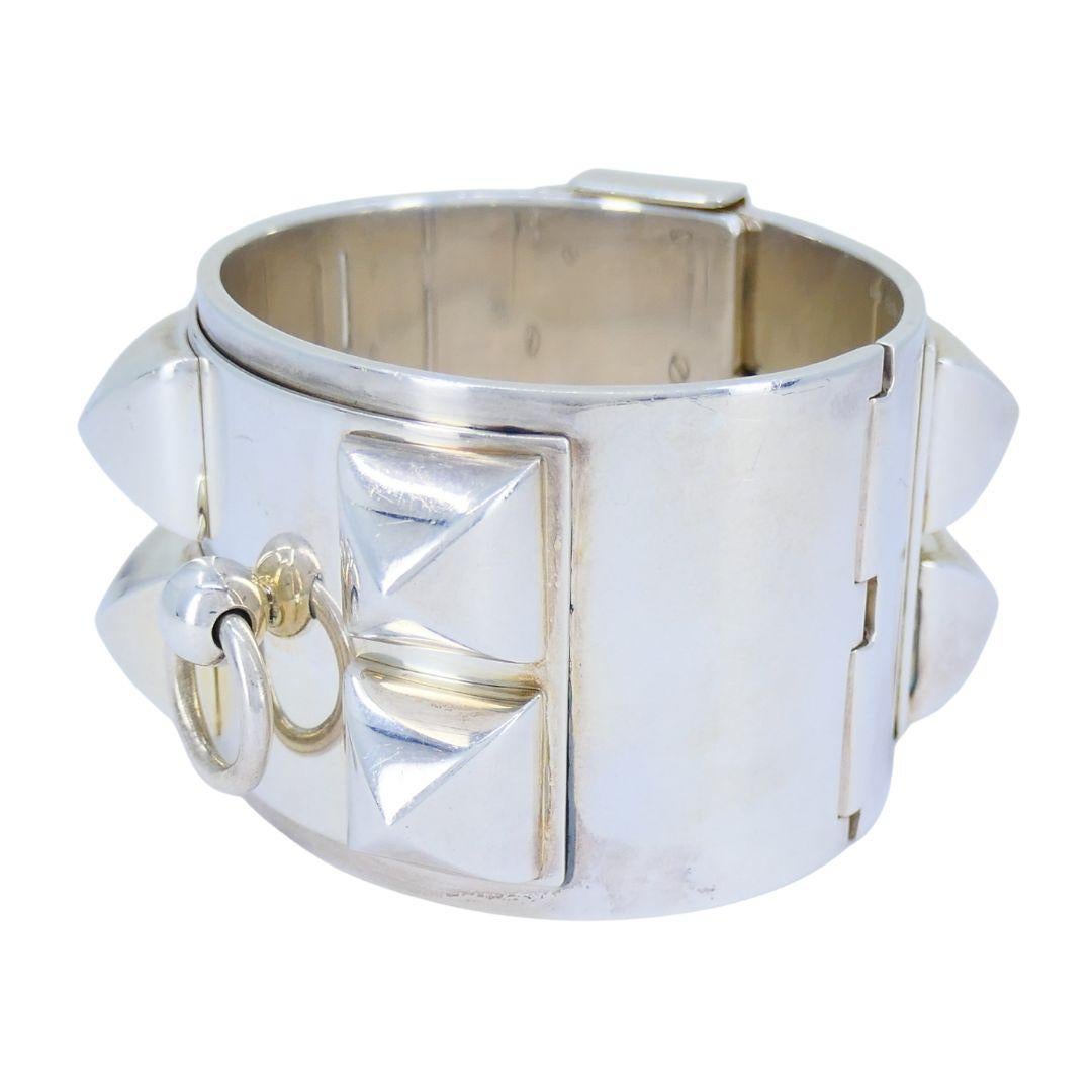 Bracelet Collier de Chien en argent Hermès en vente 1
