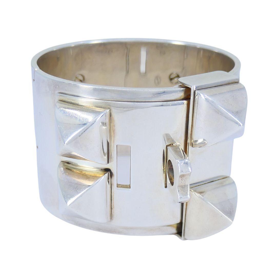 Bracelet Collier de Chien en argent Hermès en vente 3