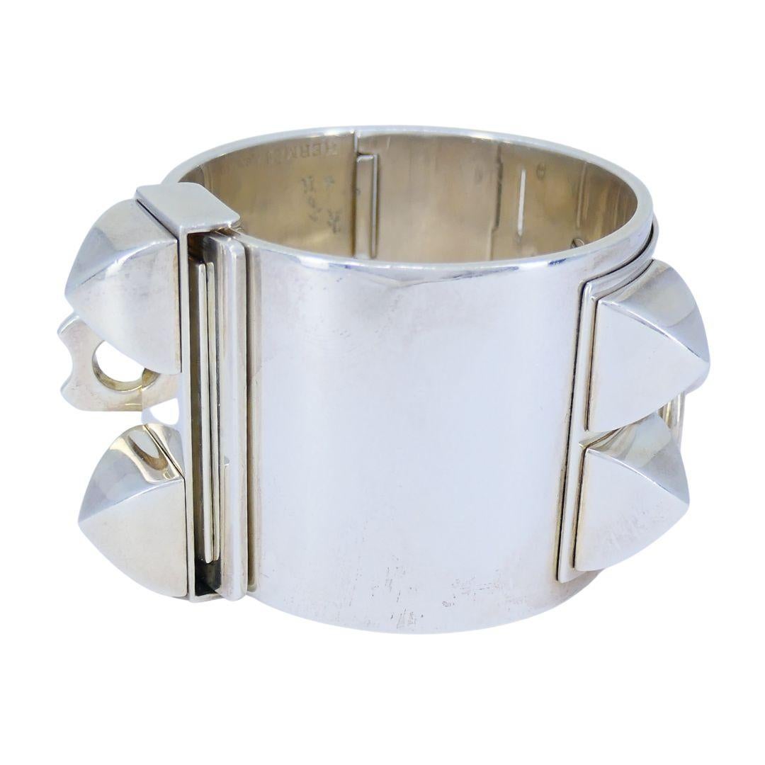 Bracelet Collier de Chien en argent Hermès en vente 4