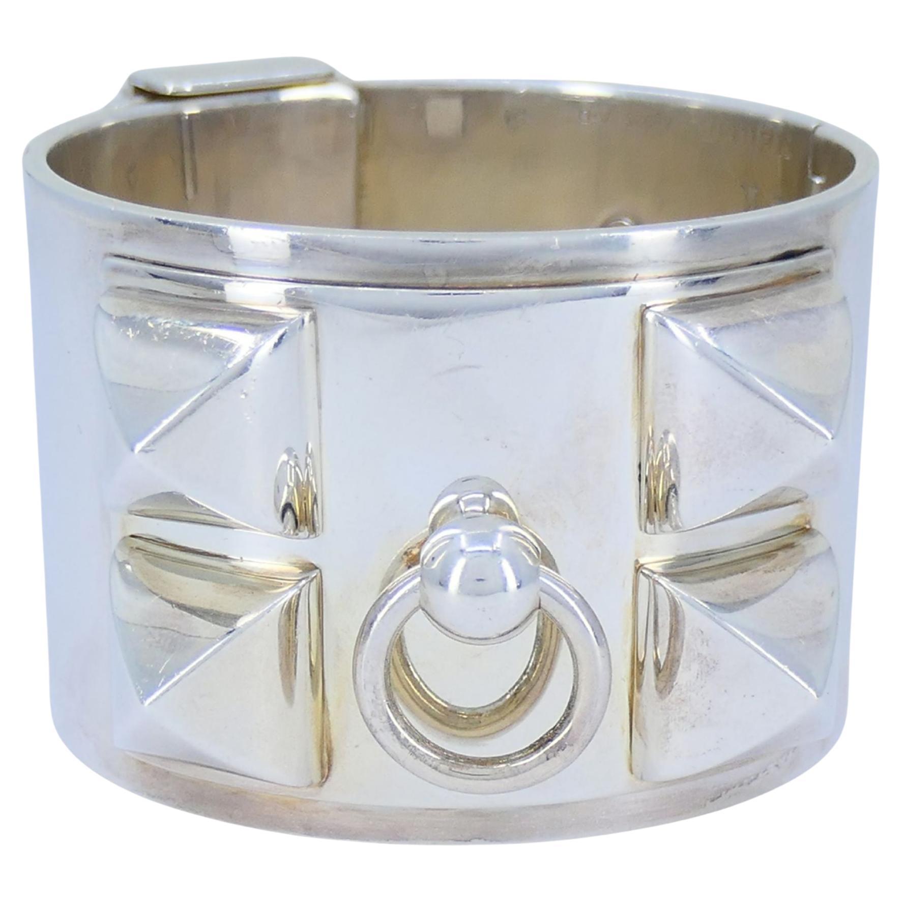 Bracelet Collier de Chien en argent Hermès en vente