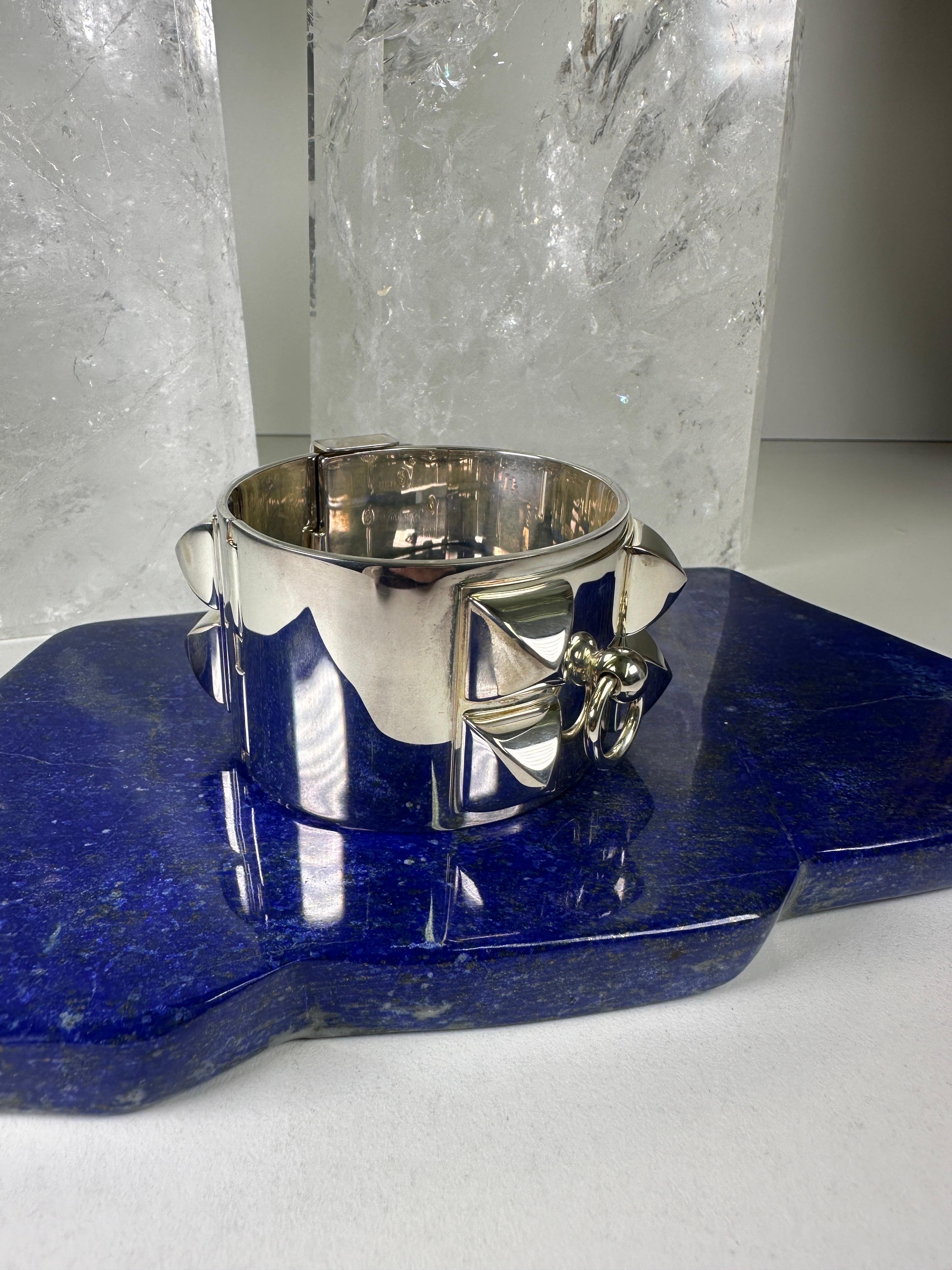 Hermès Sterling Silver Collier de Chien Cuff Blacelet 7