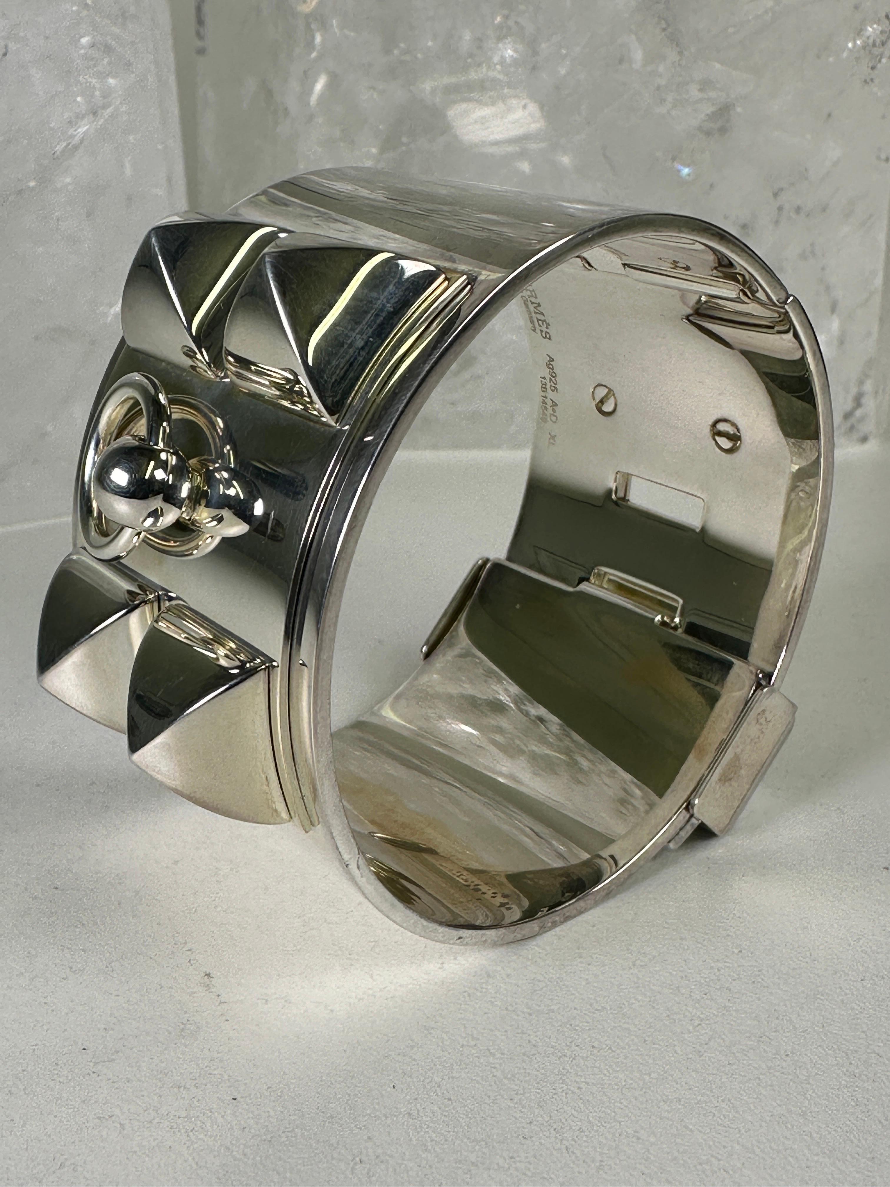 German Hermès Sterling Silver Collier de Chien Cuff Blacelet