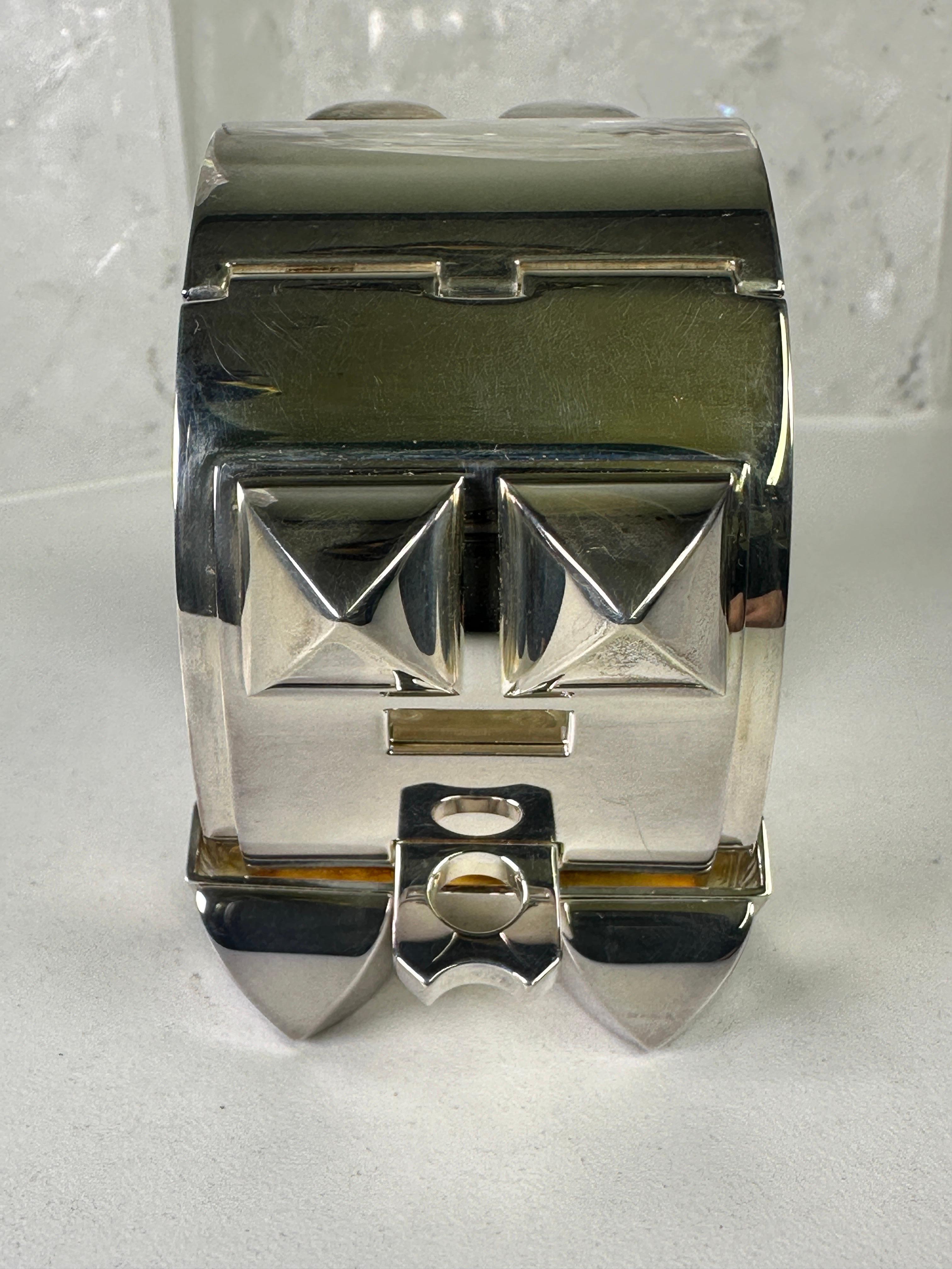 20th Century Hermès Sterling Silver Collier de Chien Cuff Blacelet