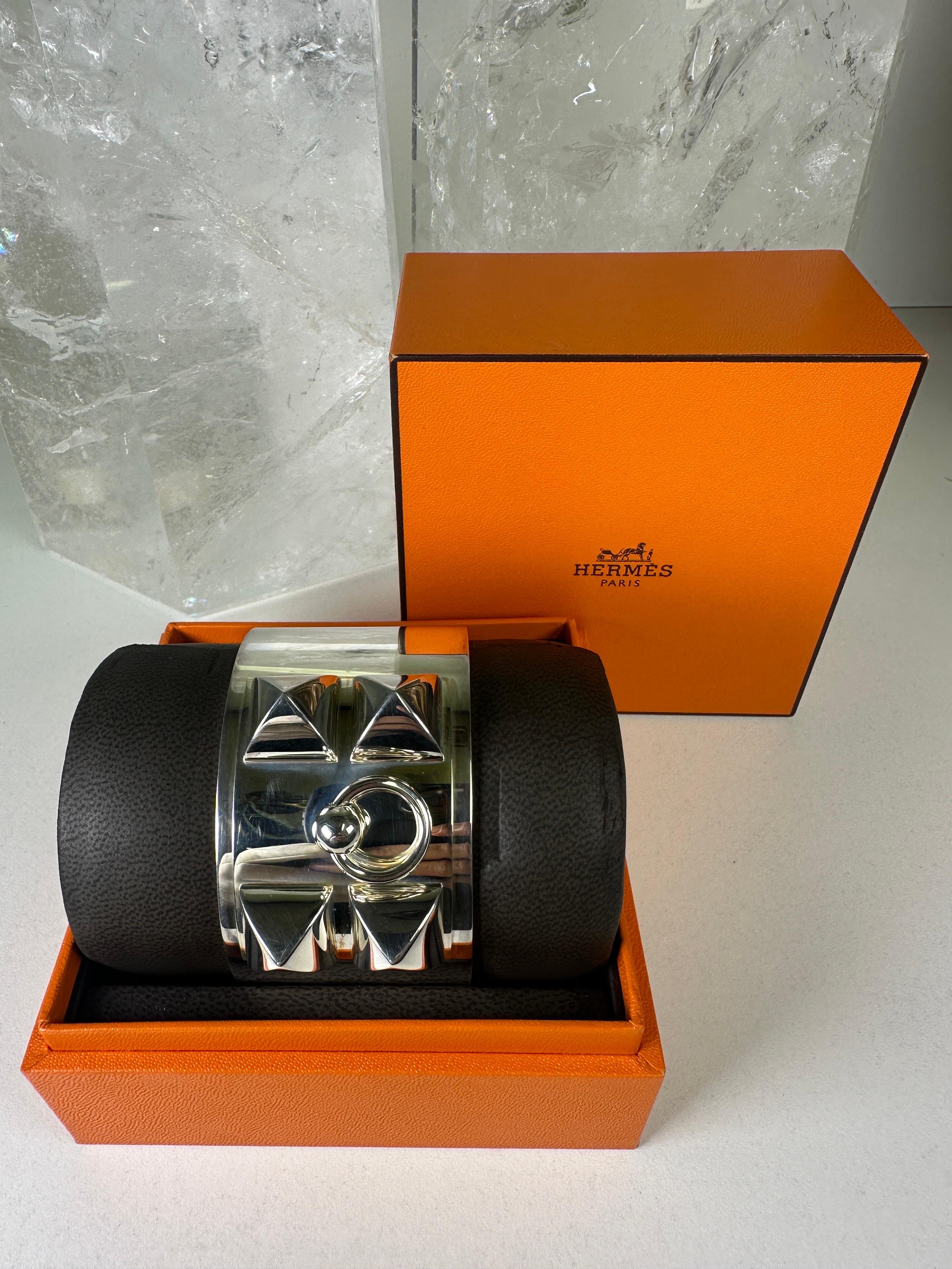 Hermès Sterling Silver Collier de Chien Cuff Blacelet 4