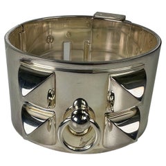 Hermès Sterling Silver Collier de Chien Cuff Blacelet