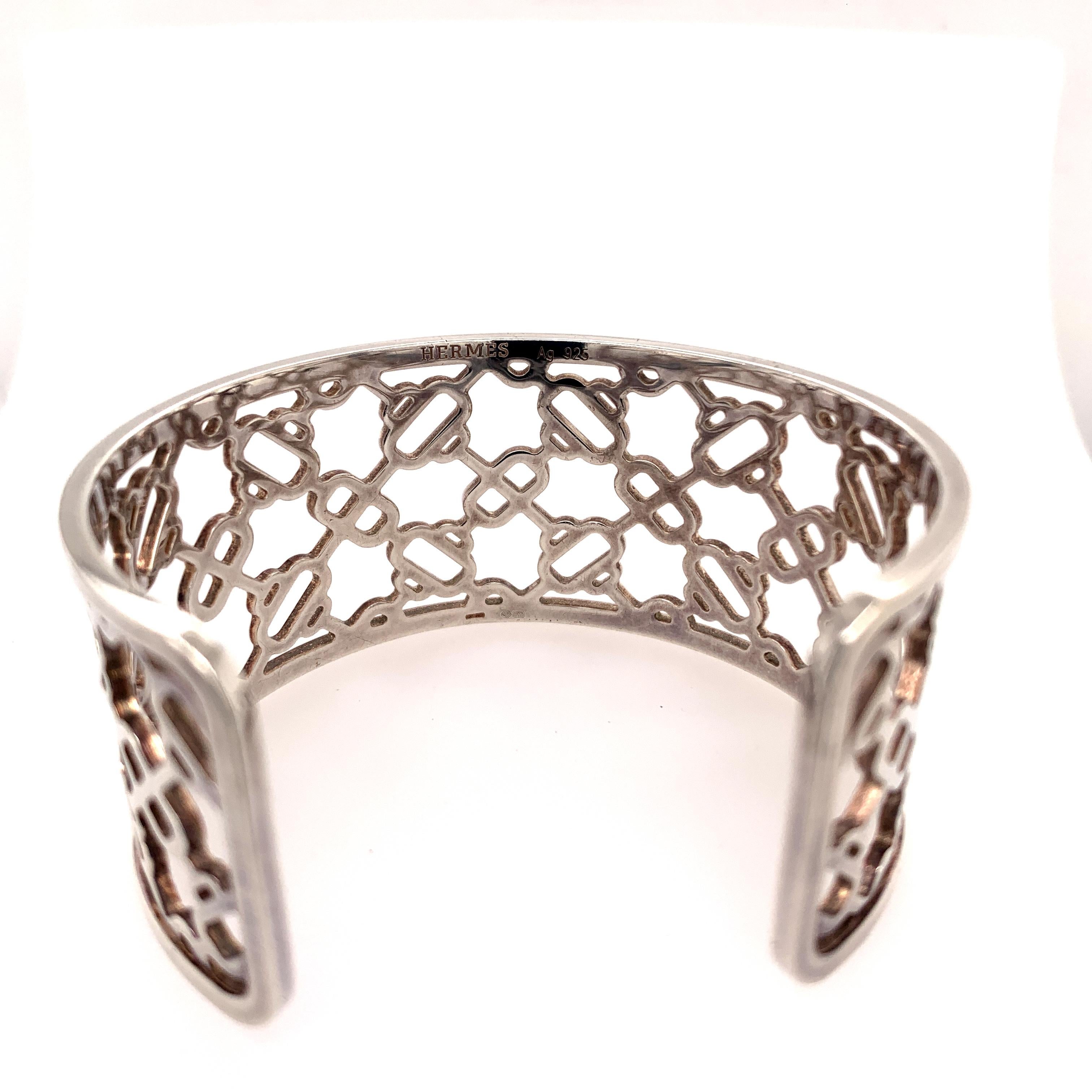 Hermès Sterling Silver Cuff Bracelet In Excellent Condition In New York, NY