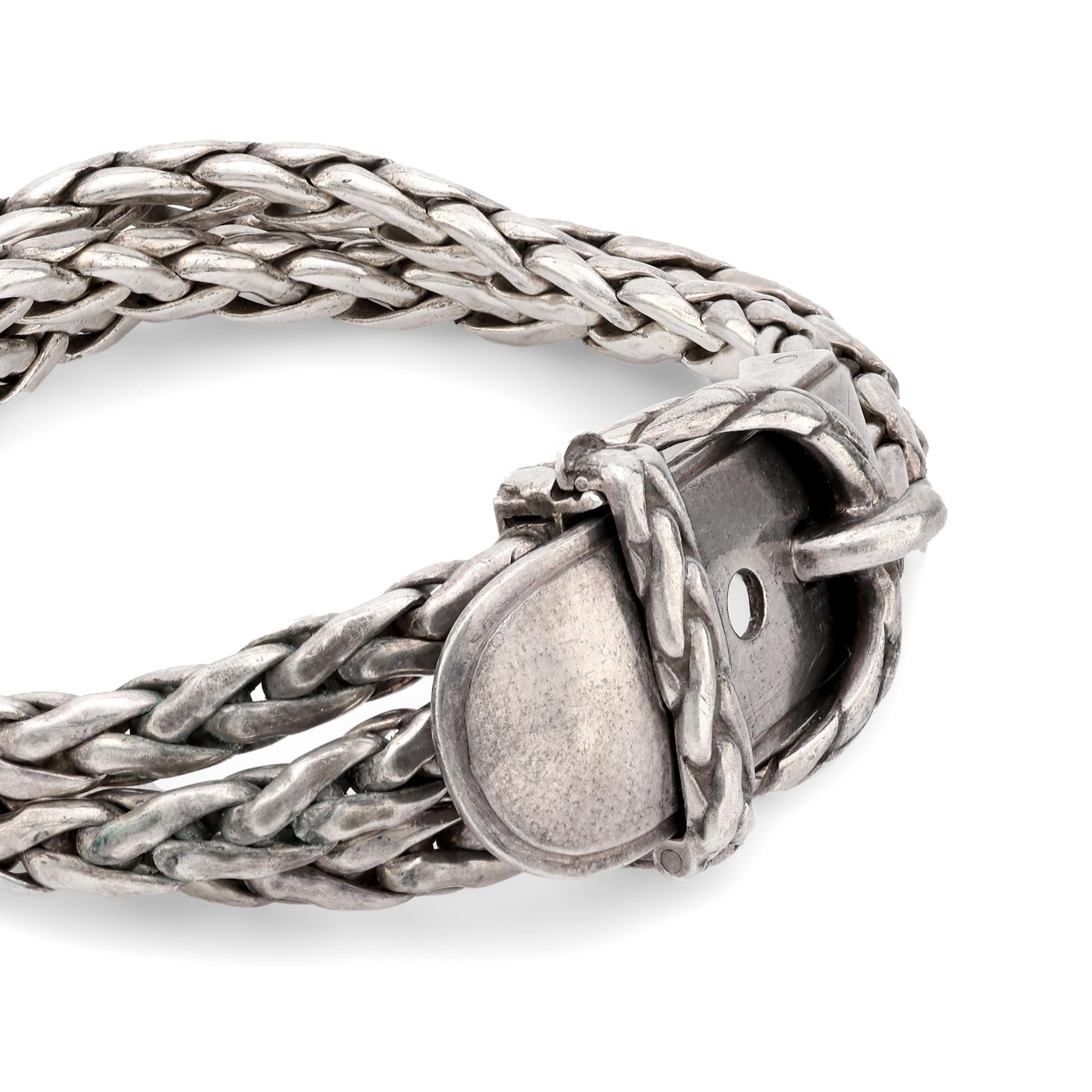 Hermes Sterling Silber Diane Schnallenarmband (Moderne)