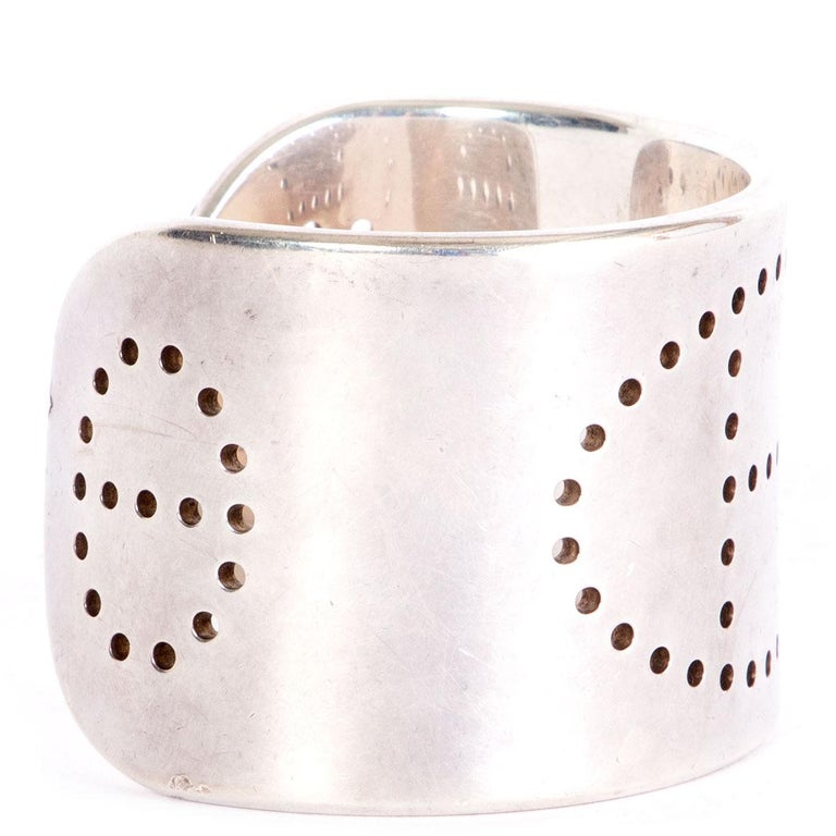 HERMES sterling silver ECLIPSE H Cuff Bracelet SM at 1stDibs
