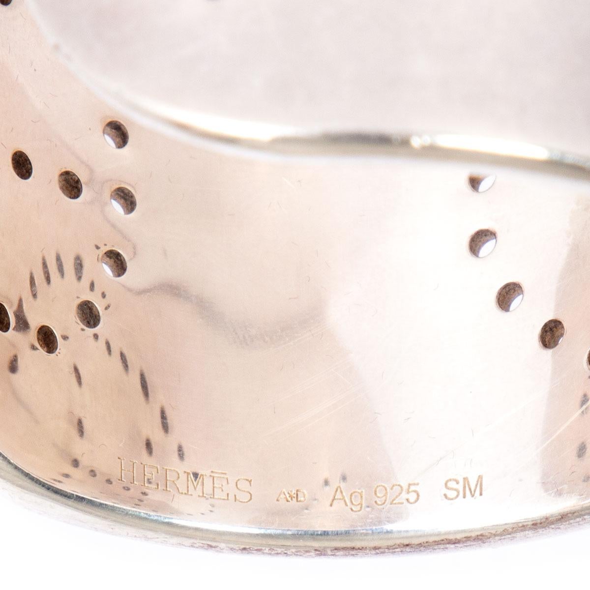 HERMES sterling silver ECLIPSE H Cuff Bracelet SM 2