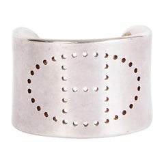 HERMES sterling silver ECLIPSE H Cuff Bracelet SM