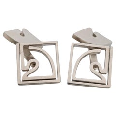 Hermes Sterling Silver Equestre Horsehead Cufflinks #20129