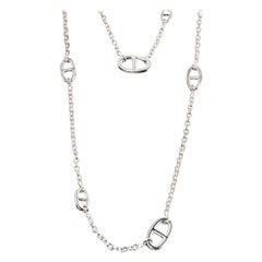 Hermès Sterling Silver Farandole Long Toggle Necklace