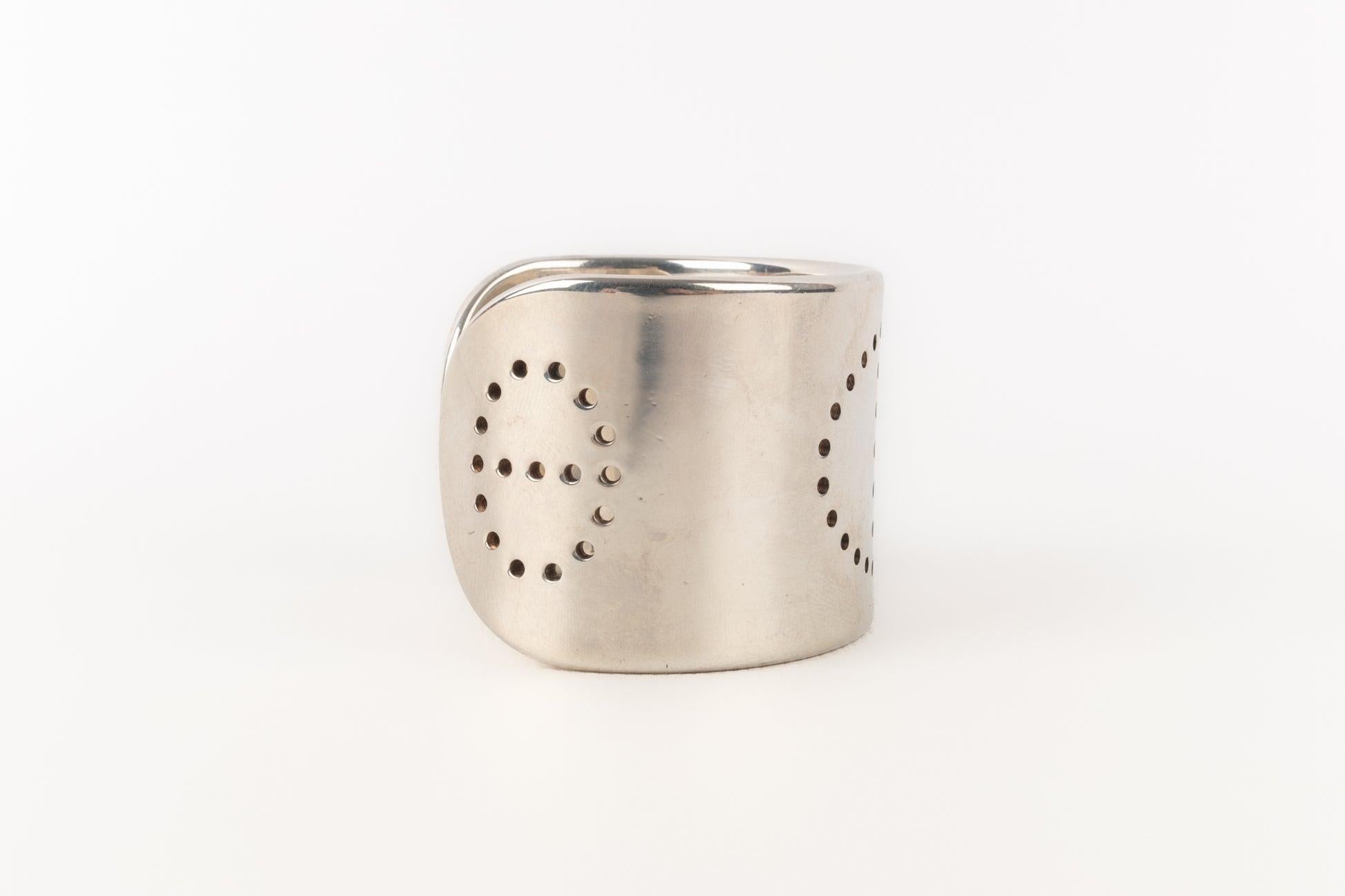 Hermès Sterling Silver Flat Bangle Bracelet Eclipse For Sale 1