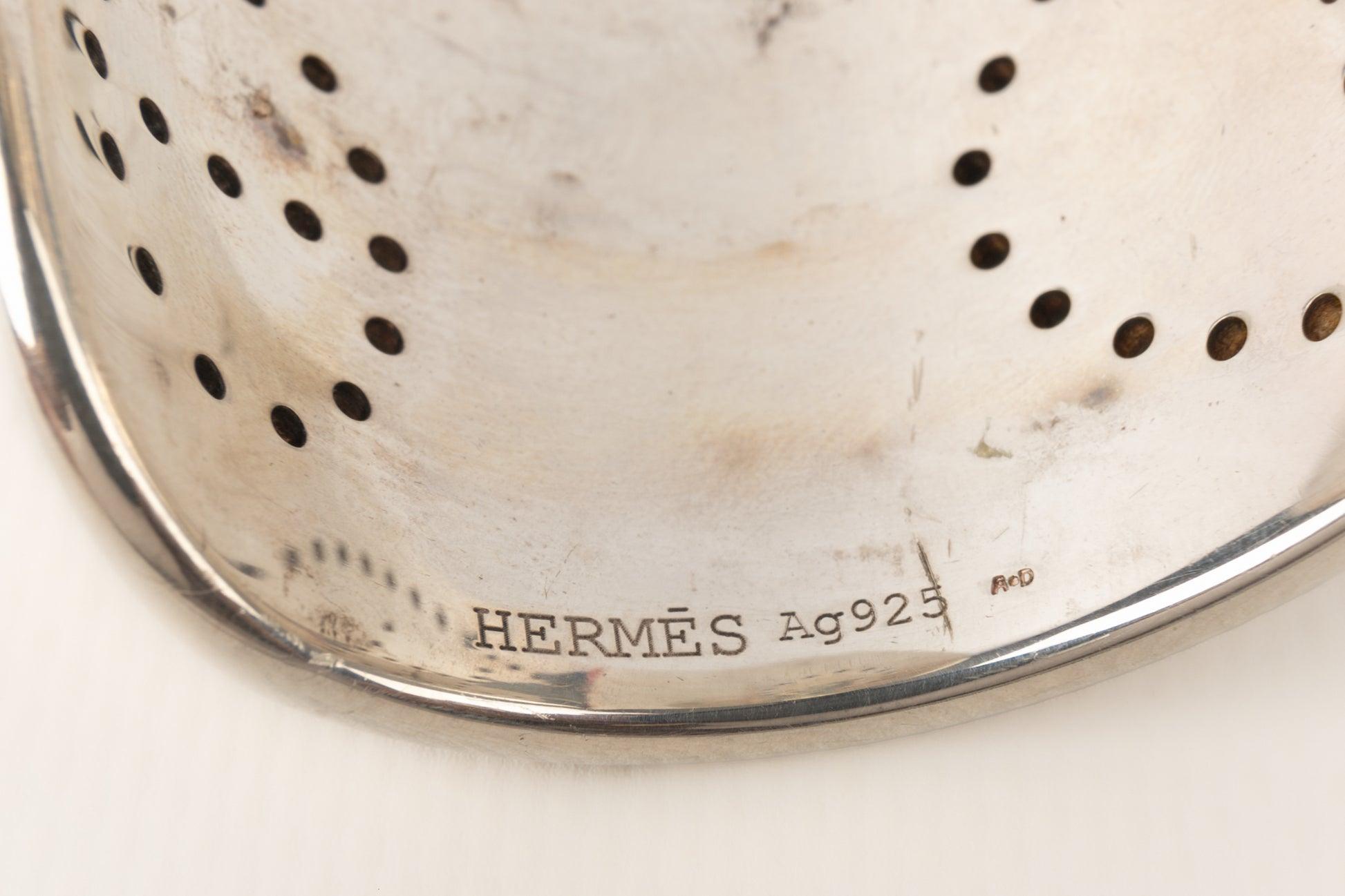 Hermès Sterling Silver Flat Bangle Bracelet Eclipse For Sale 3