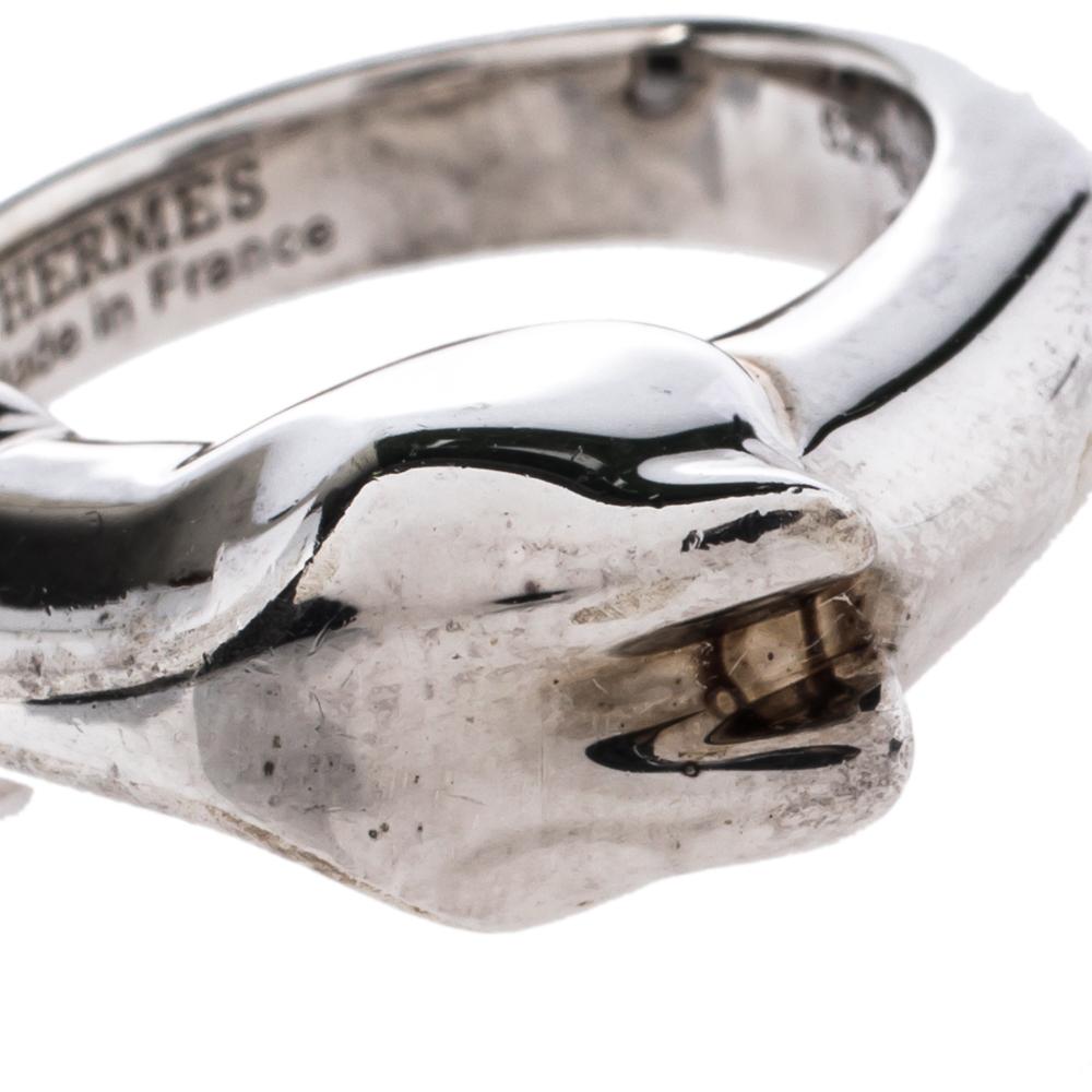 Women's Hermès Sterling Silver Galop Ring Size EU 52