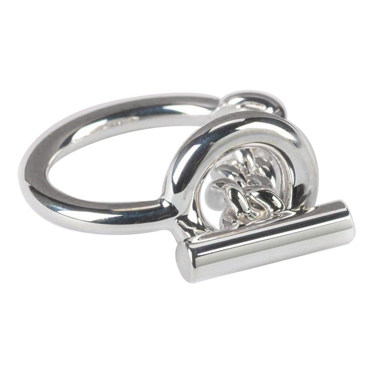 Hermès Sterling Silver GM Croisette Ring For Sale