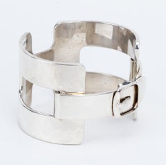 Hermes Sterling Silver H Cuff Bracelet